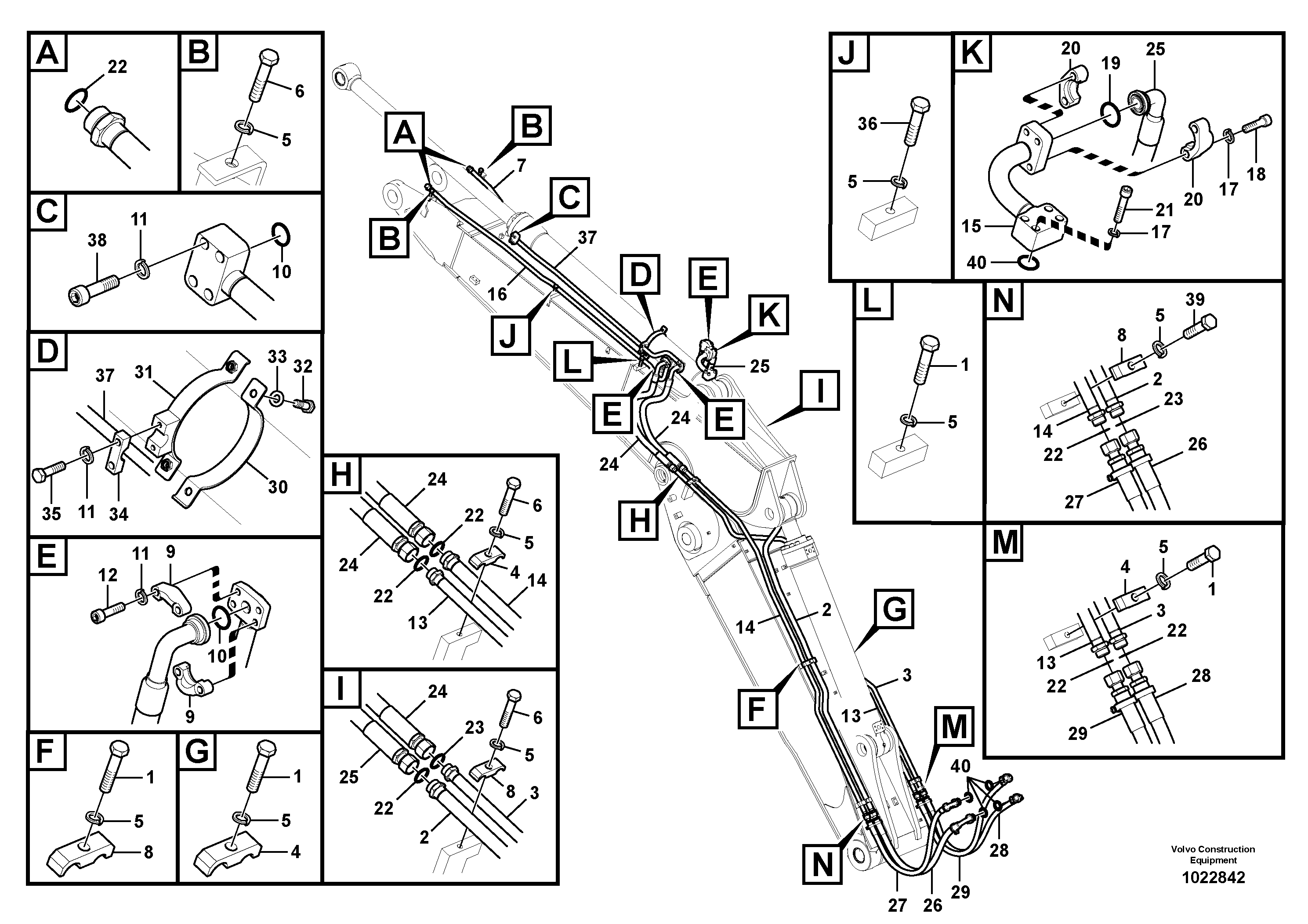 Схема запчастей Volvo EC210C - 23250 Working hydraulic, dipper arm cylinder on adjustable boom EC210C