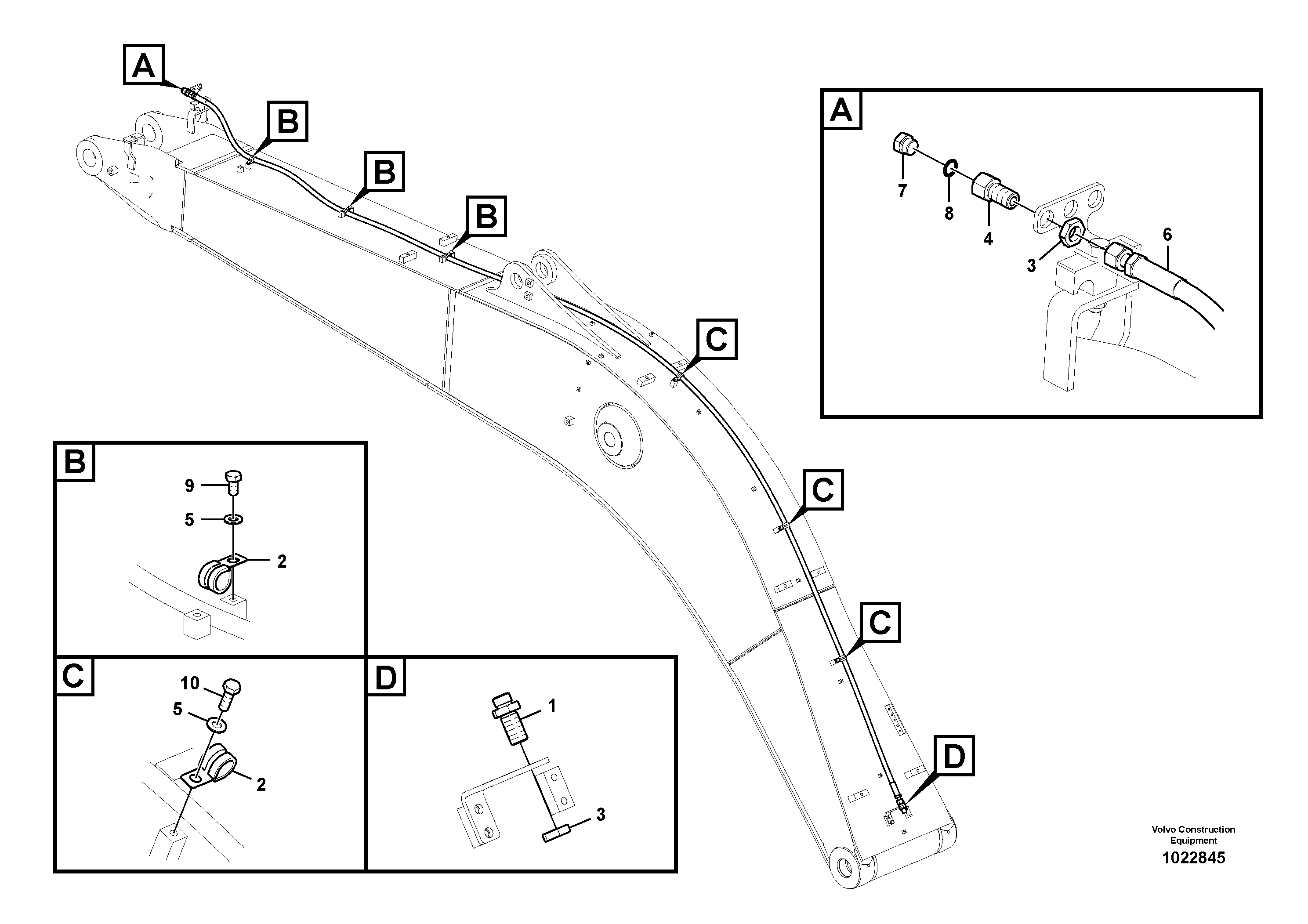 Схема запчастей Volvo EC210C - 83346 Working hydraulic, oil leak on boom EC210C