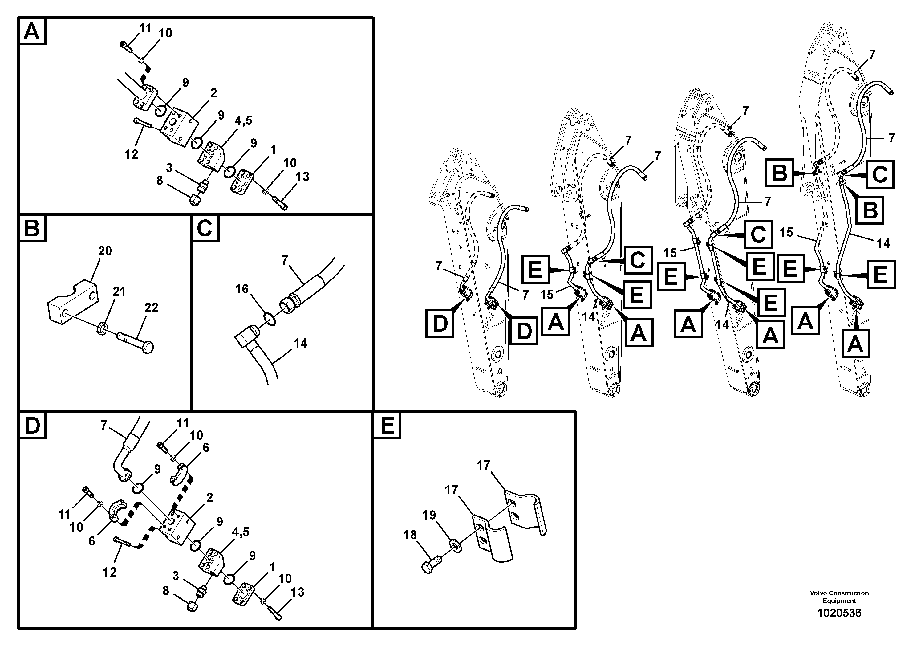 Схема запчастей Volvo EC210C - 85525 Working hydraulic, hammer and shear for dipper arm EC210C