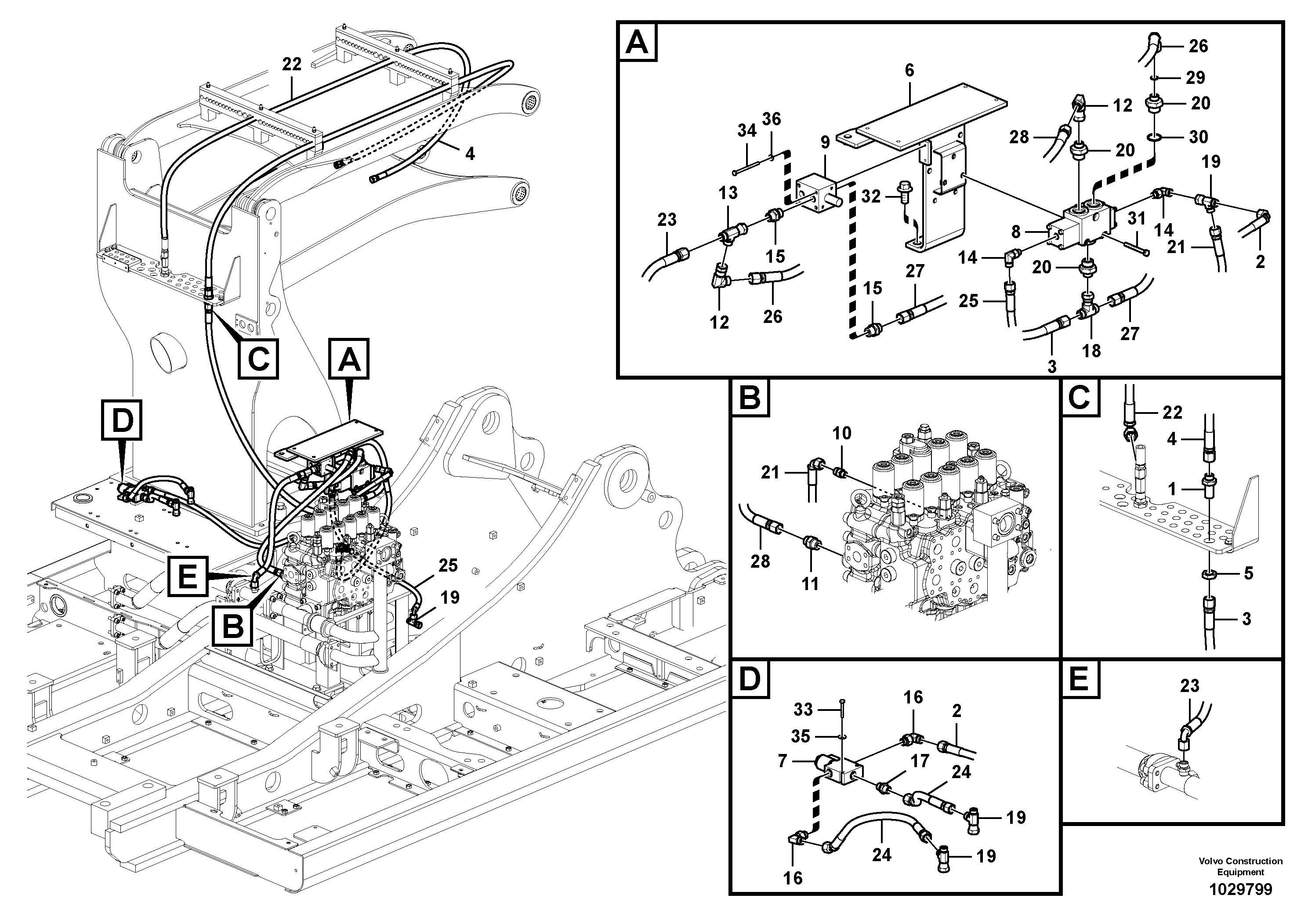 Схема запчастей Volvo EC210C - 90551 Working hydraulic, slope and rotator on upper frame EC210C