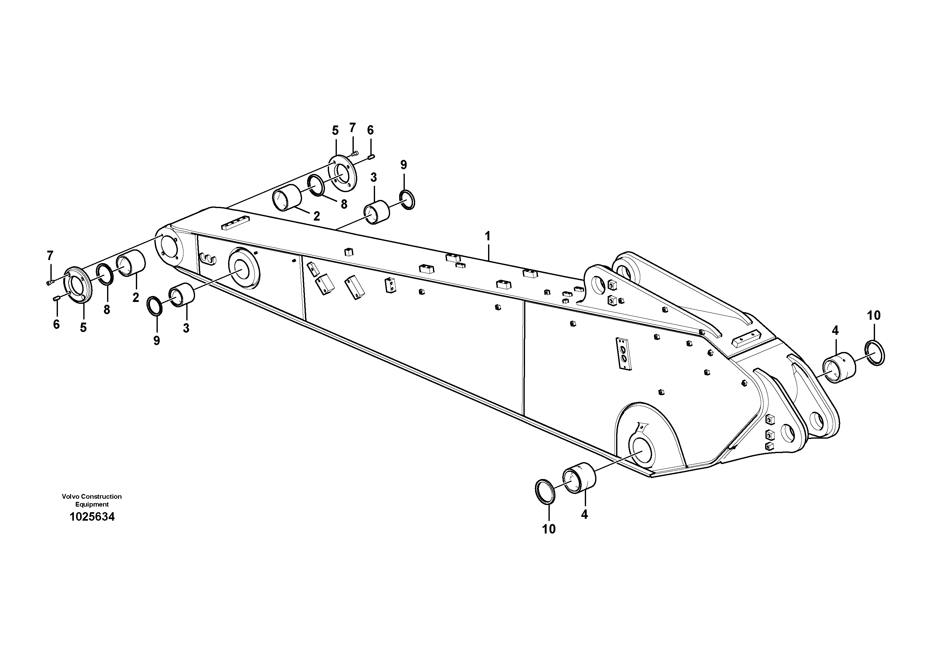 Схема запчастей Volvo EC210C - 98710 Dipper arm and grease piping with piping seat EC210C