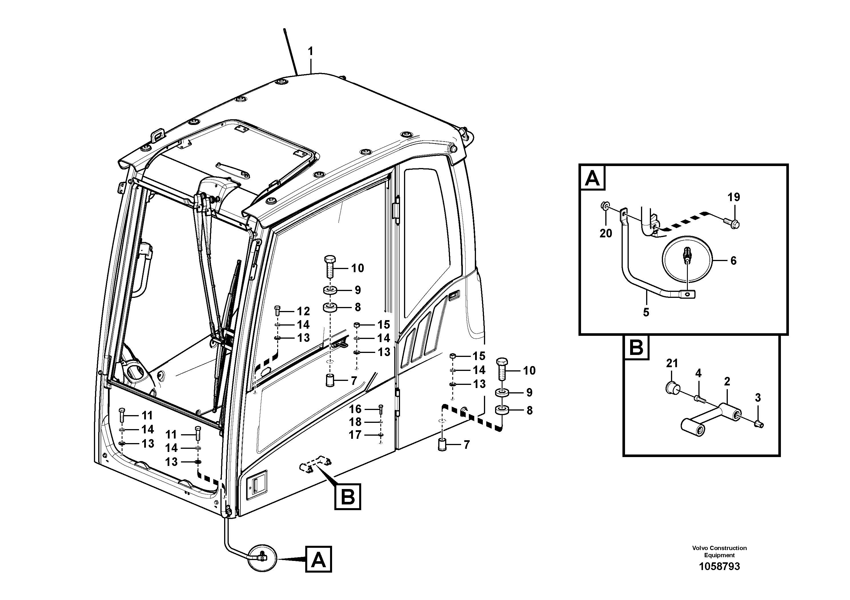Схема запчастей Volvo EC210C - 102212 Cab mount EC210C