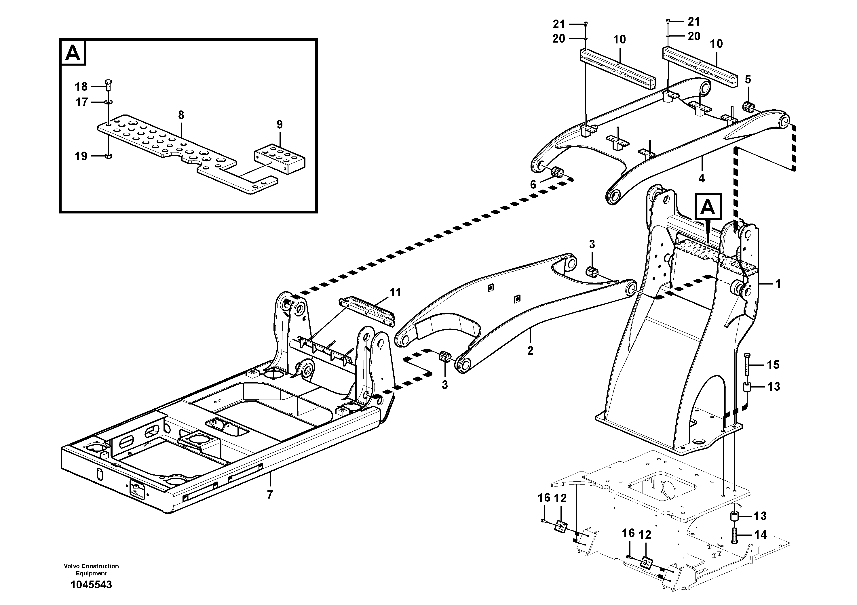 Схема запчастей Volvo EC210C - 36287 Cab elevation on superstructure EC210C