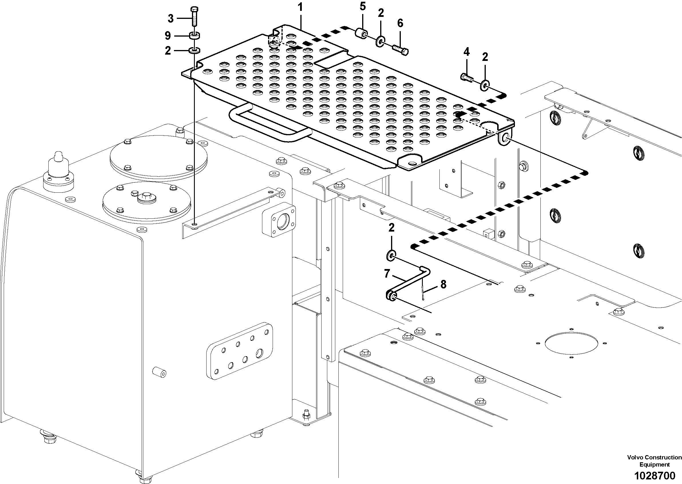 Схема запчастей Volvo EC210C - 1055 Cover, control valve EC210C