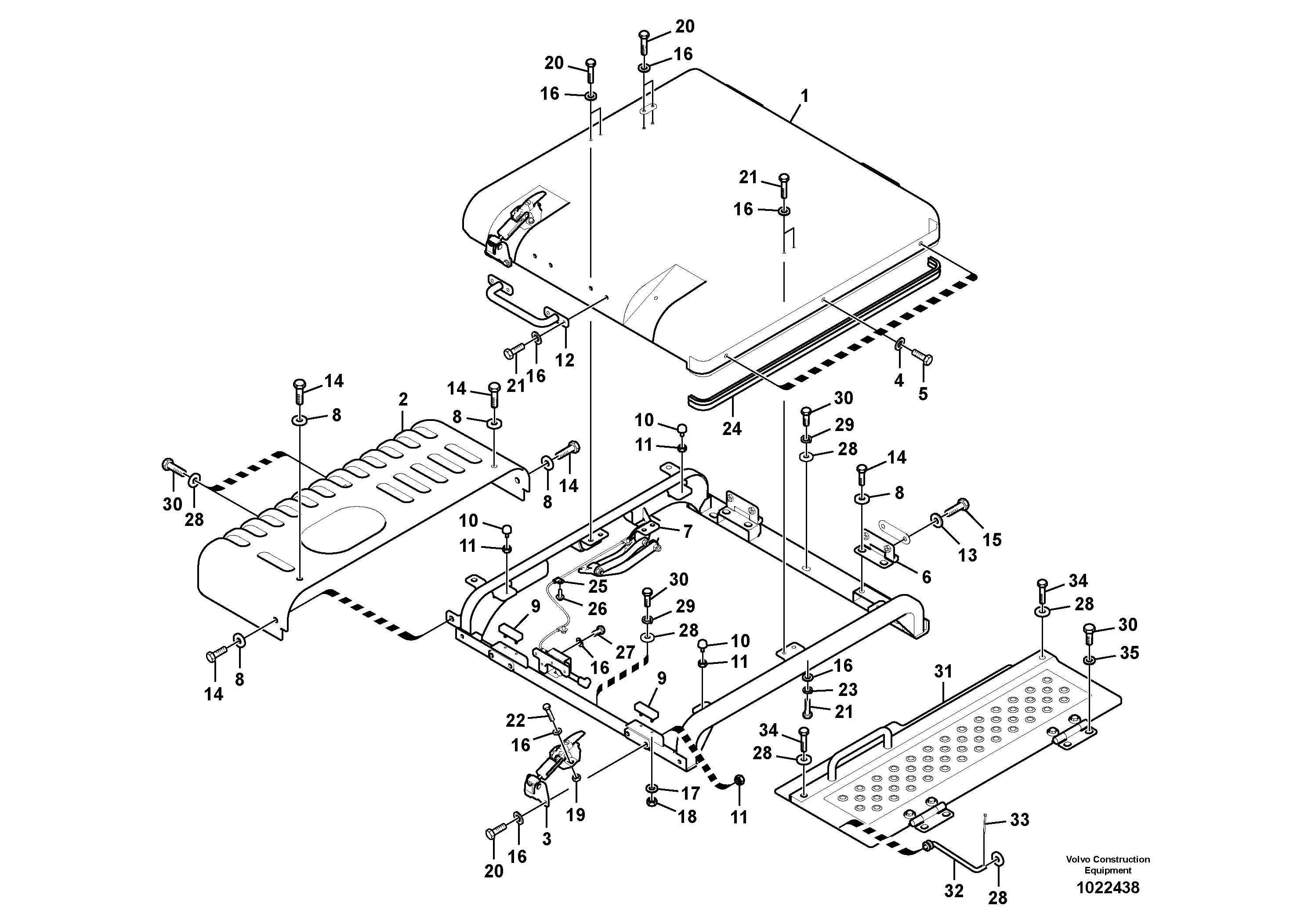 Схема запчастей Volvo EC210C - 32709 Engine hood EC210C