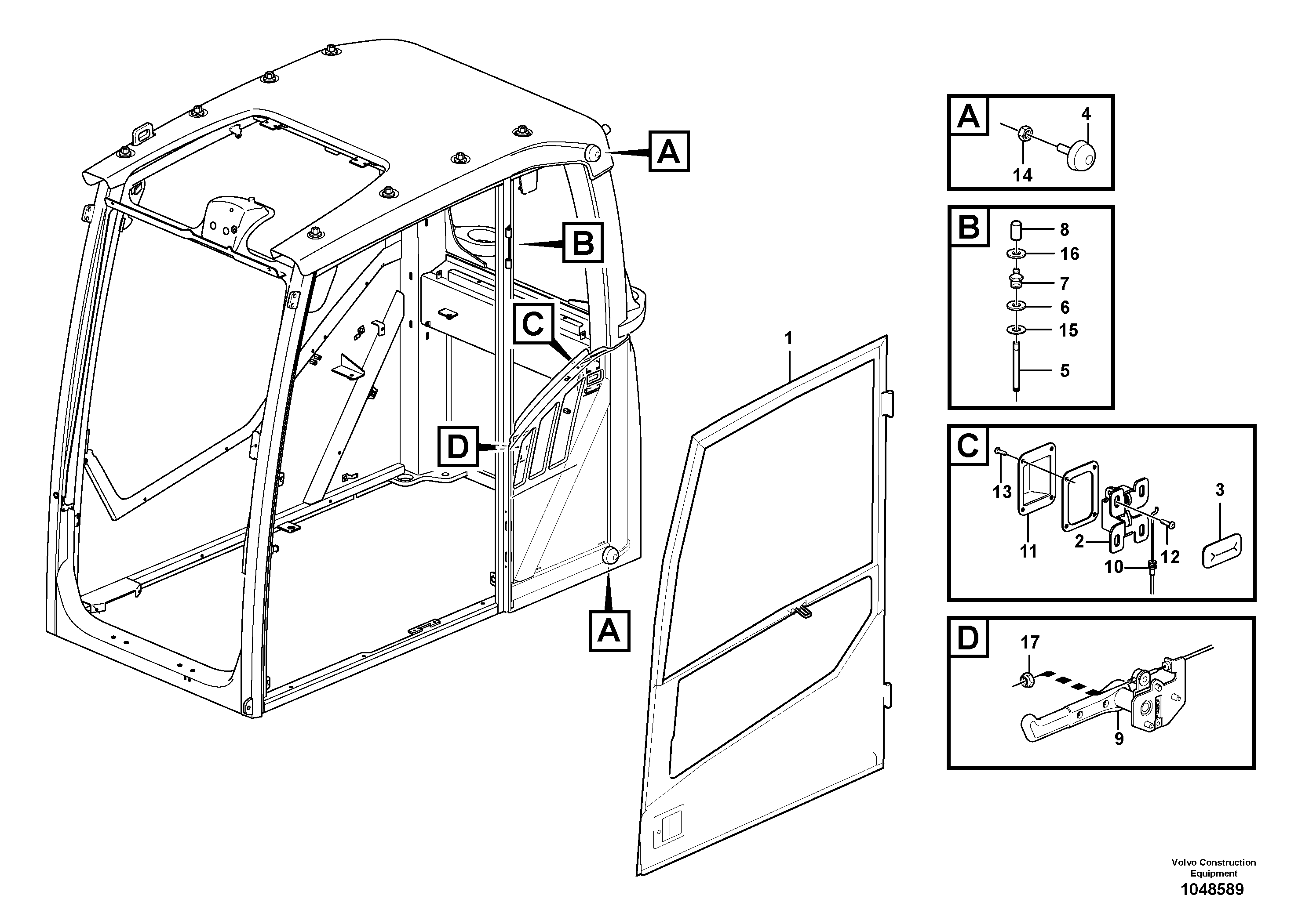 Схема запчастей Volvo EC210C - 76440 Door with fitting parts EC210C