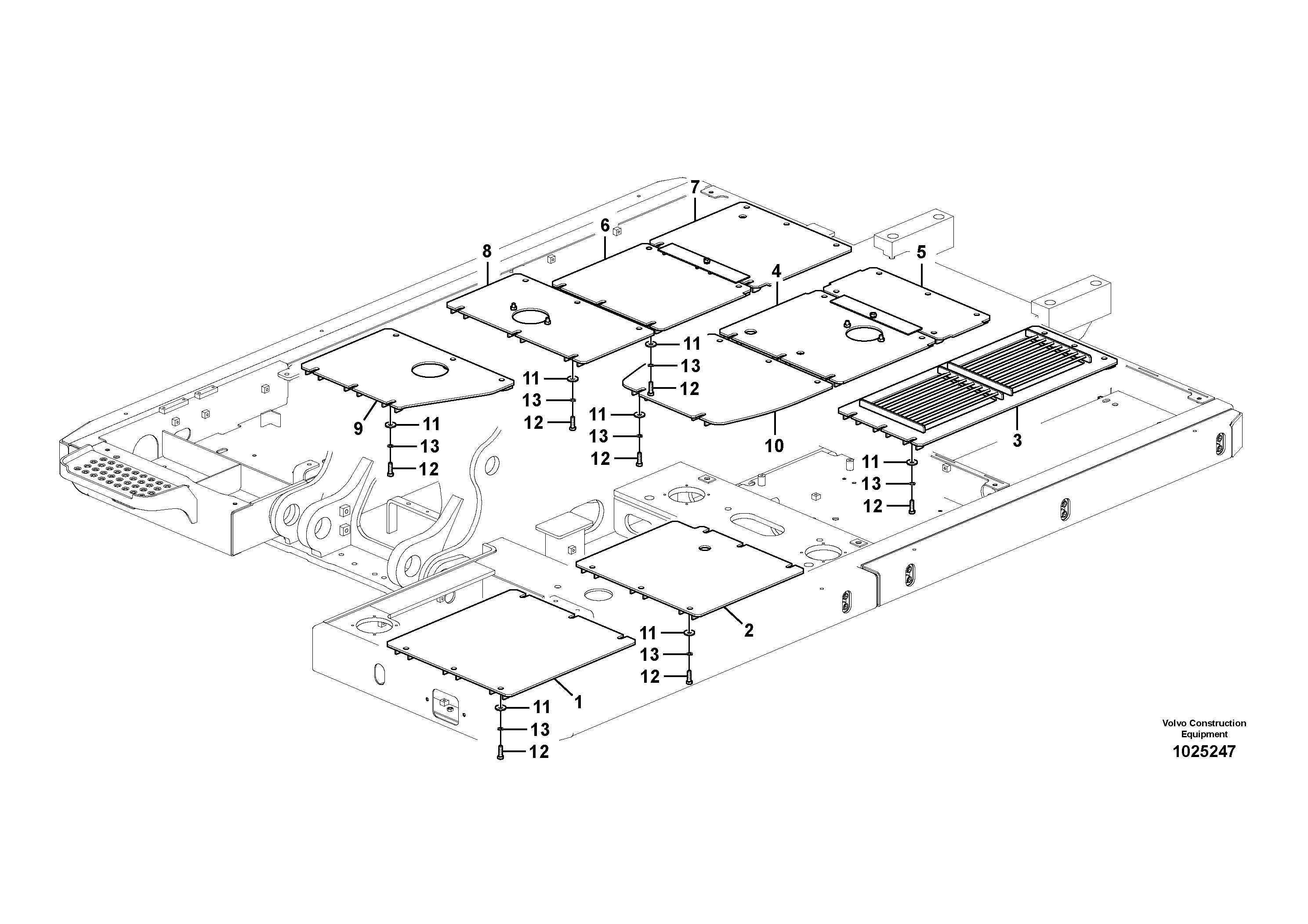 Схема запчастей Volvo EC210C - 79546 Hatches under engine, hydr.pumps, cooler, m.valve and fuel tank EC210C