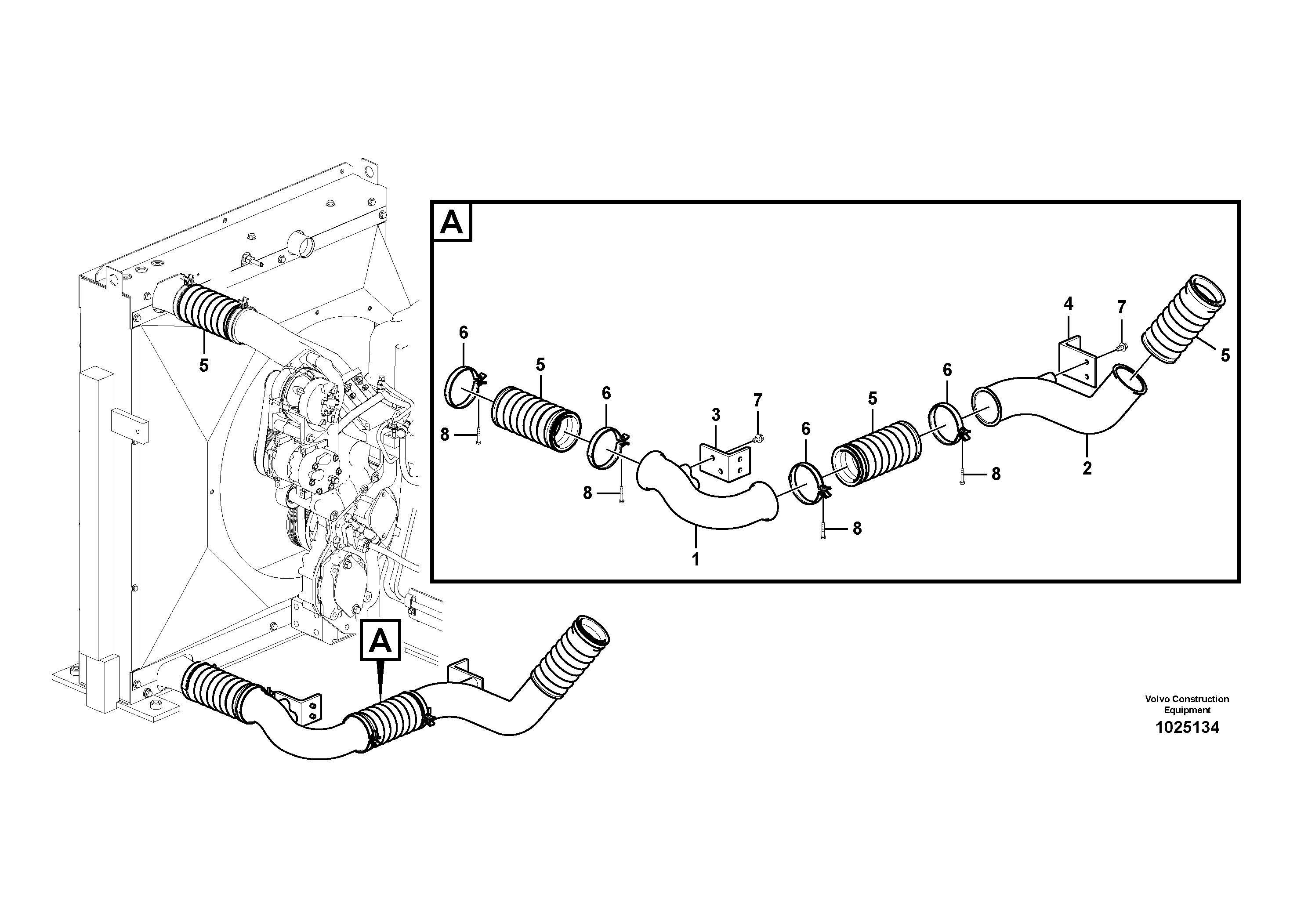 Схема запчастей Volvo EC460C - 8473 Charge air cooler, plumbing EC460C