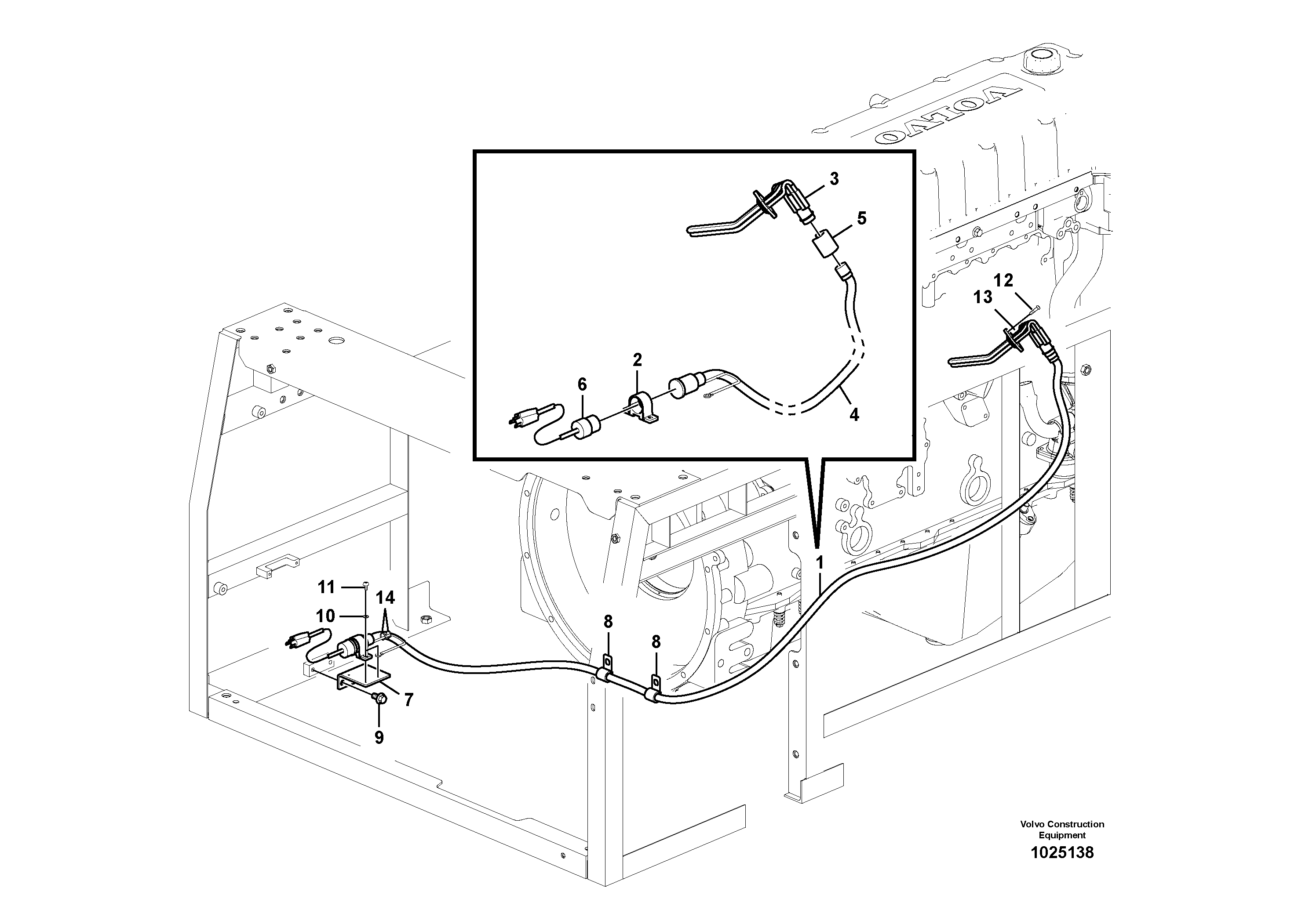 Схема запчастей Volvo EC460C - 47607 Engine block heater EC460C