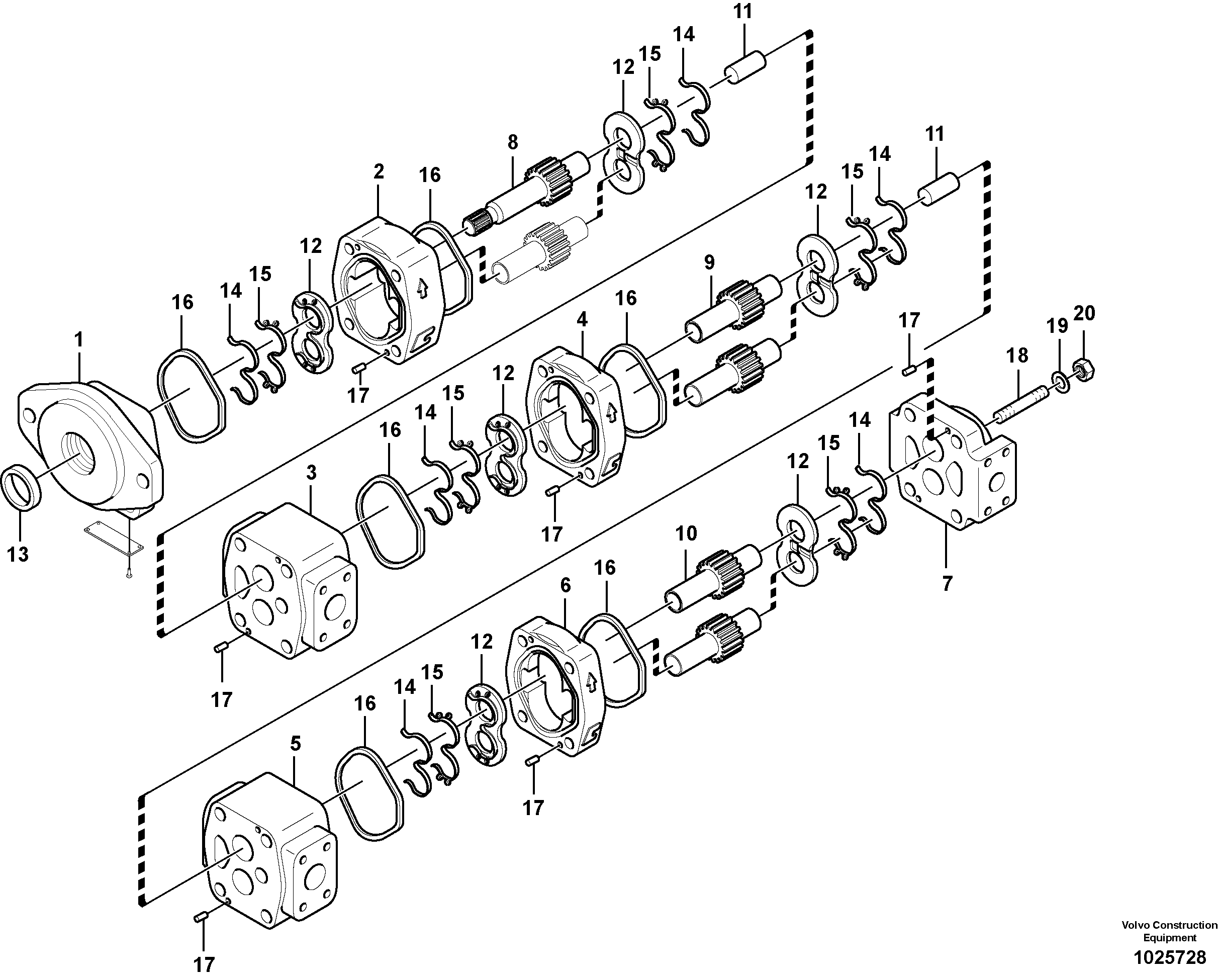 Схема запчастей Volvo EC460C - 60217 Гидронасос (шестеренчатый) EC460C