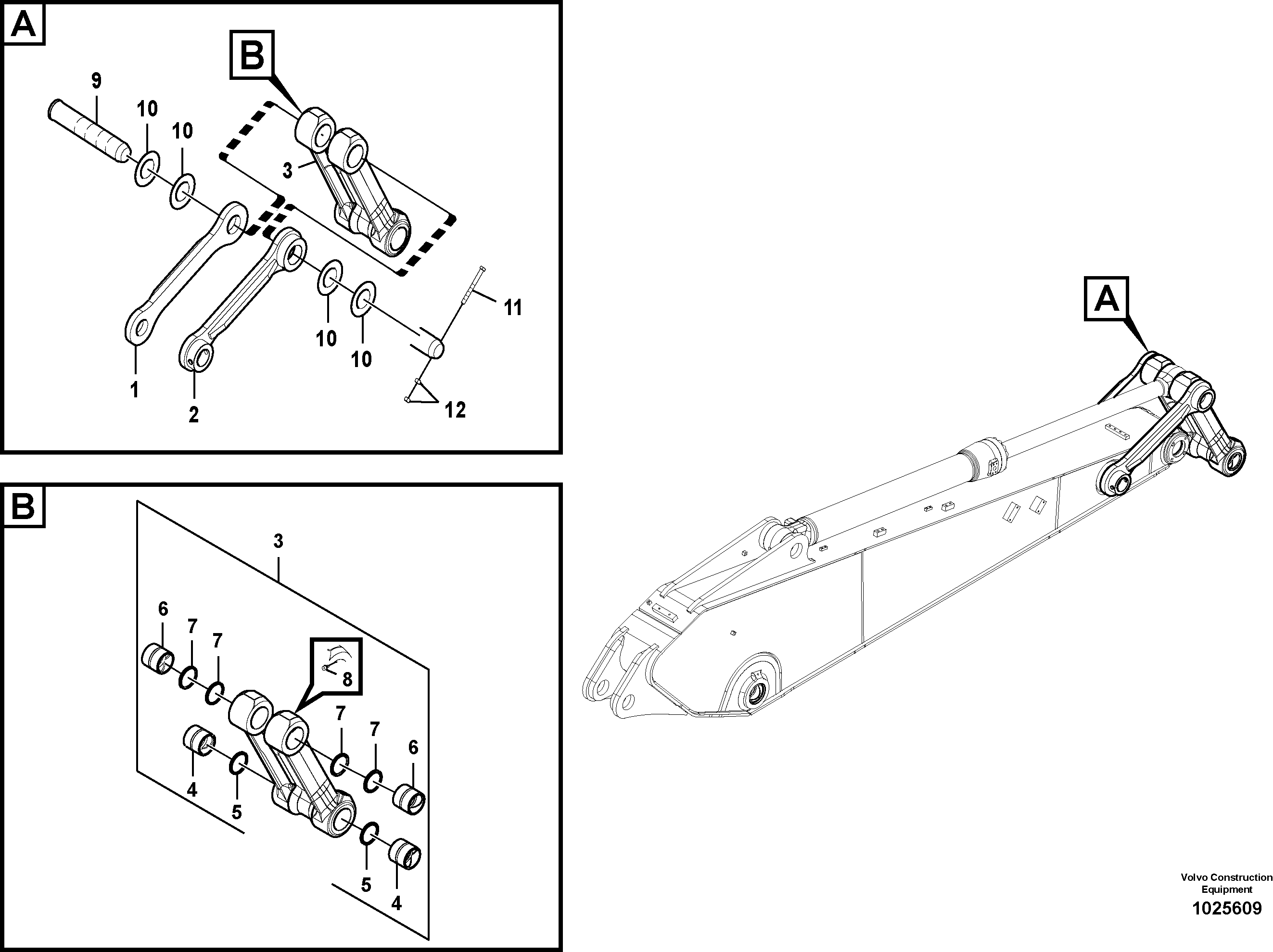 Схема запчастей Volvo EC460C - 88709 Links to connecting rod EC460C