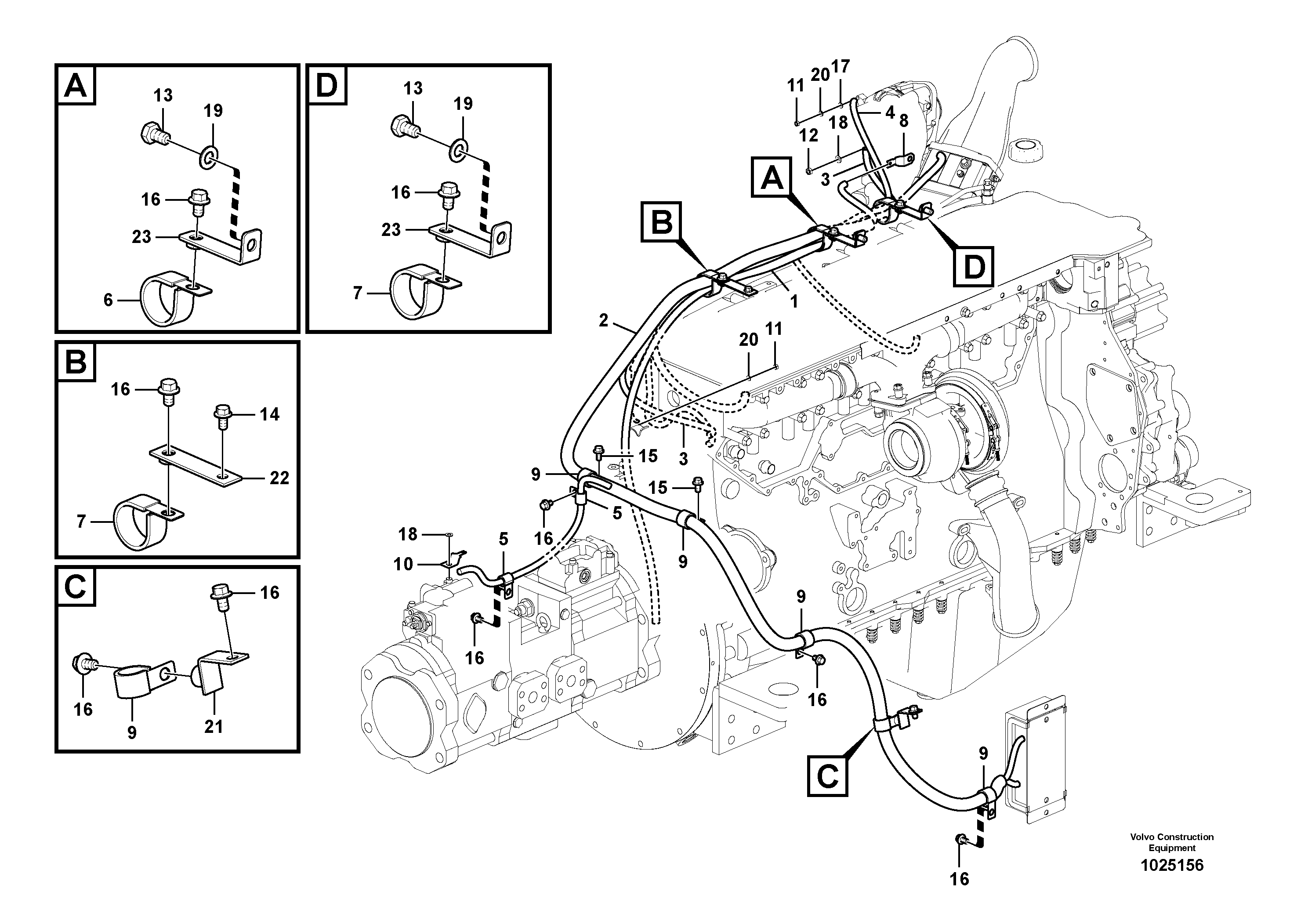 Схема запчастей Volvo EC460C - 8329 Cable harness, engine EC460C
