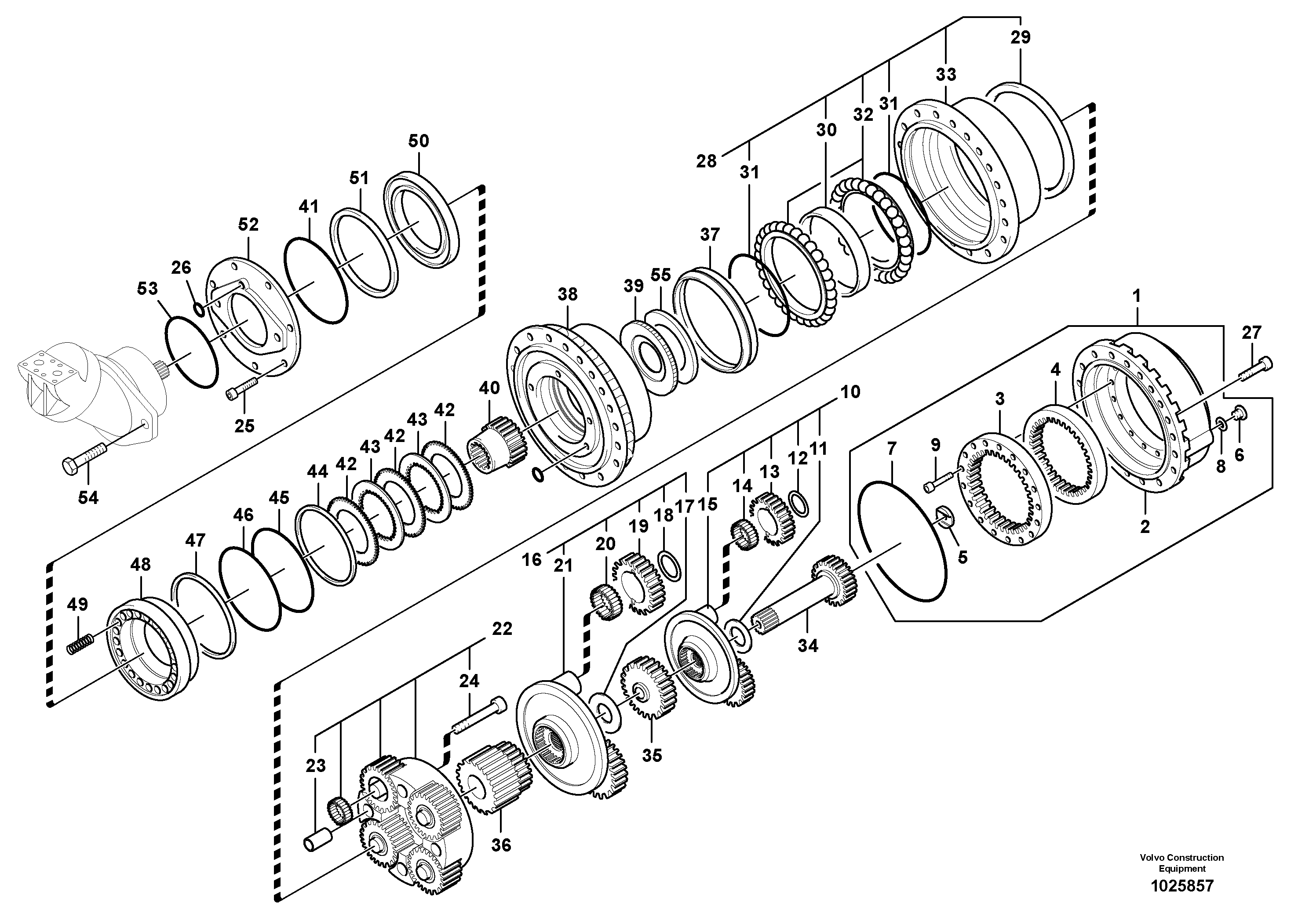 Схема запчастей Volvo EC460C - 101976 Travel gearbox EC460C