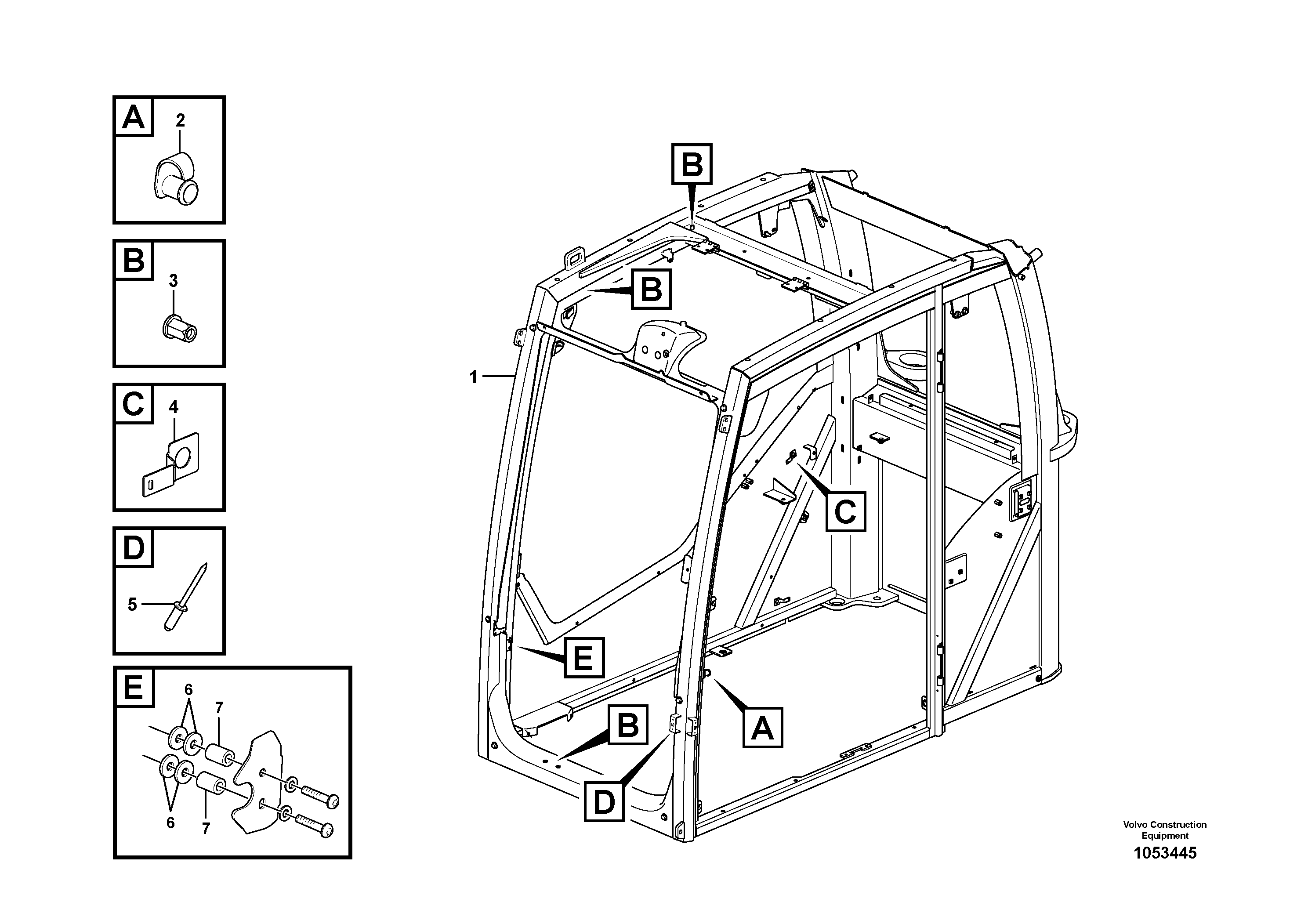 Схема запчастей Volvo EC460C - 38218 Cab body EC460C