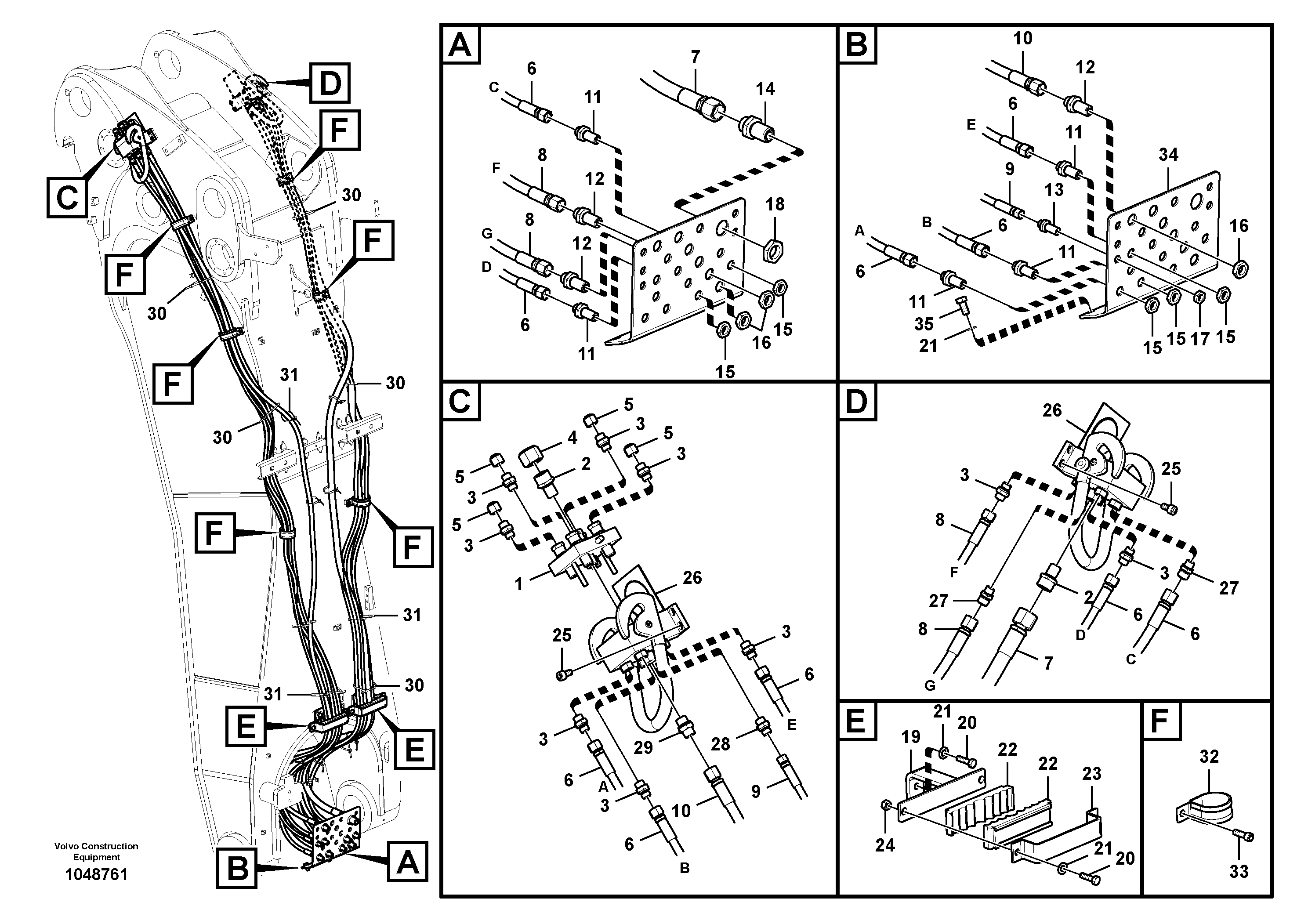 Схема запчастей Volvo EC460C - 57625 Working hydraulic, dipper arm cylinder on boom EC460CHR HIGH REACH DEMOLITION