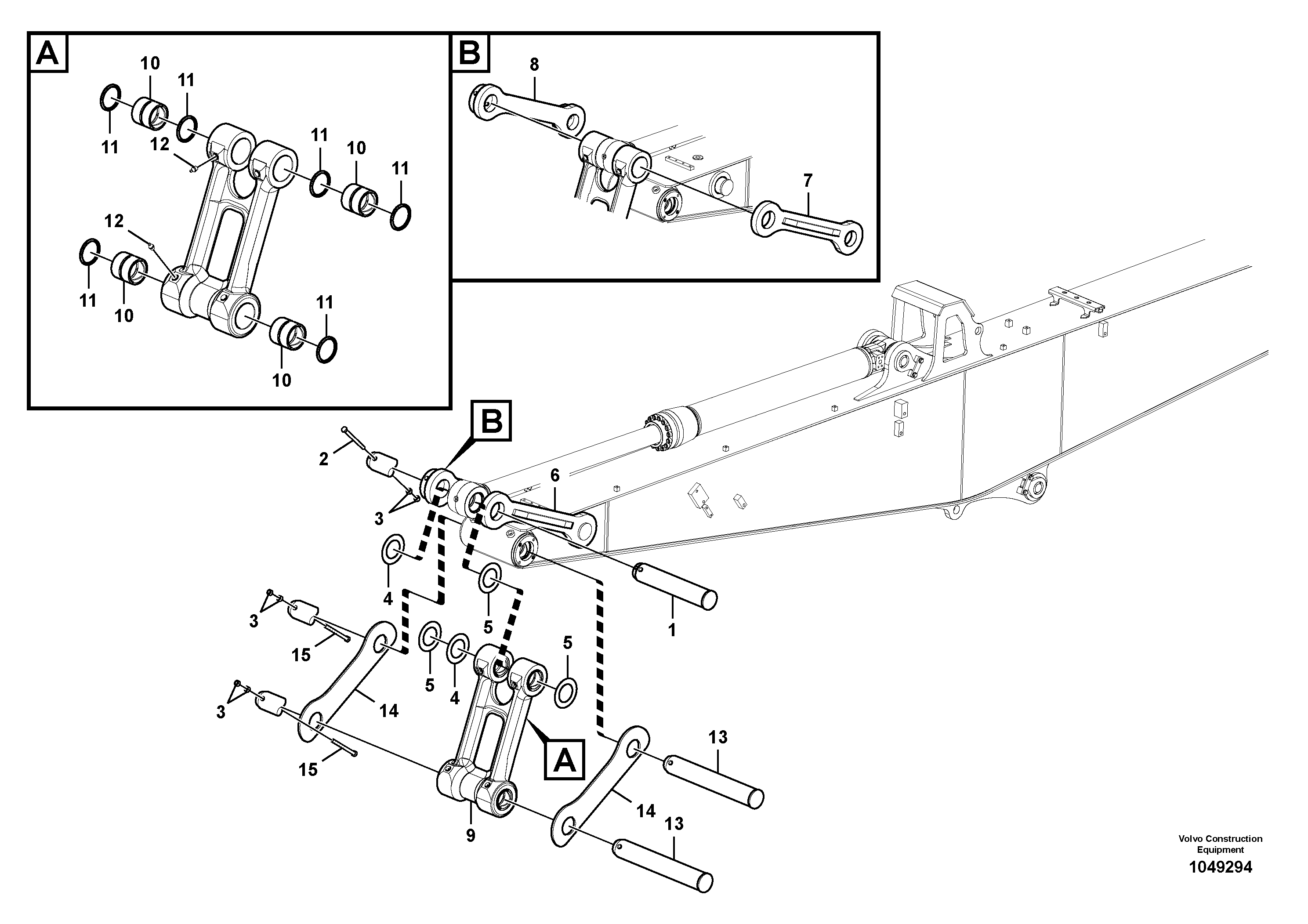 Схема запчастей Volvo EC460C - 64381 Links to connecting rod EC460CHR HIGH REACH DEMOLITION