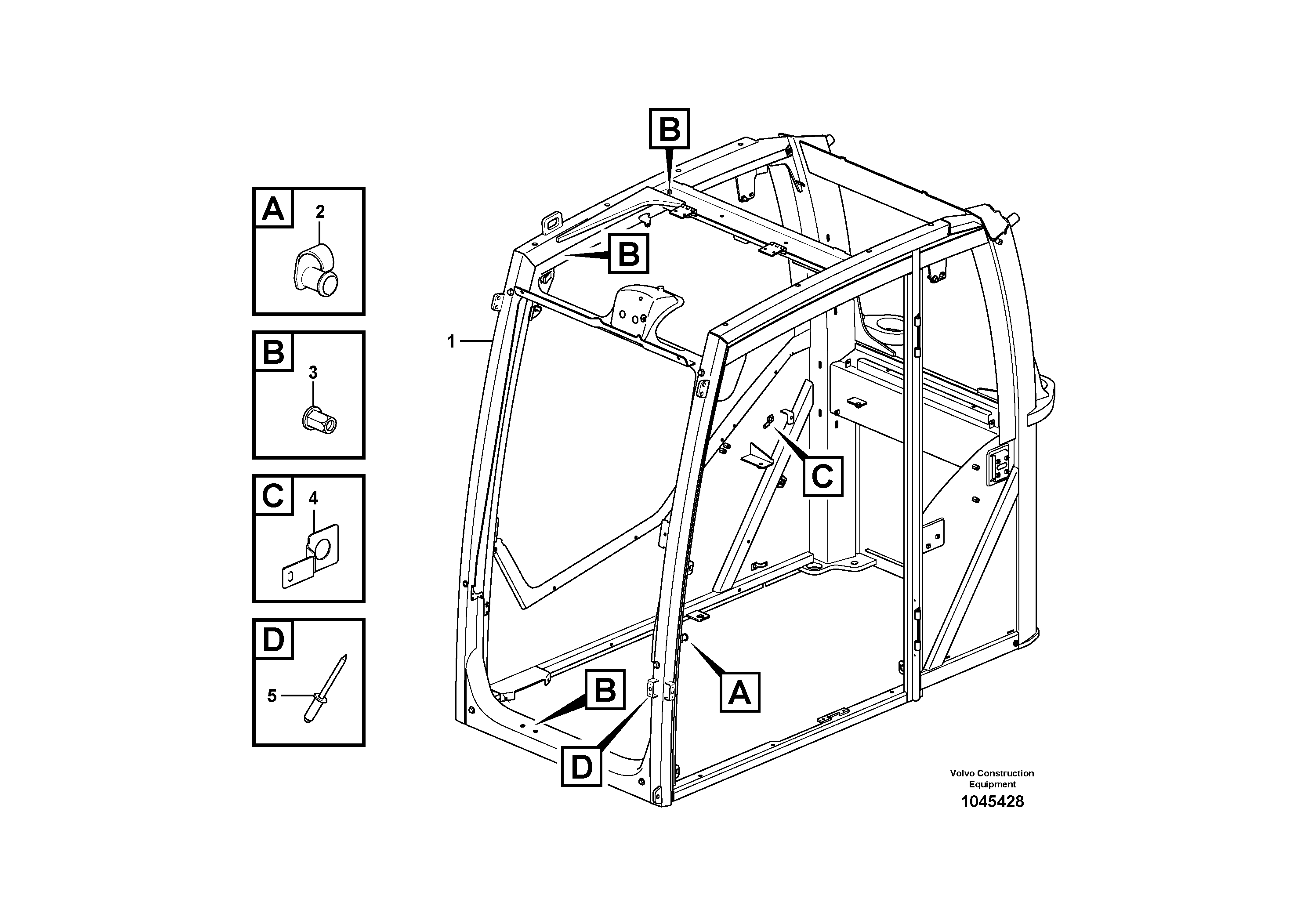 Схема запчастей Volvo EC460C - 28338 Cab body EC460CHR HIGH REACH DEMOLITION