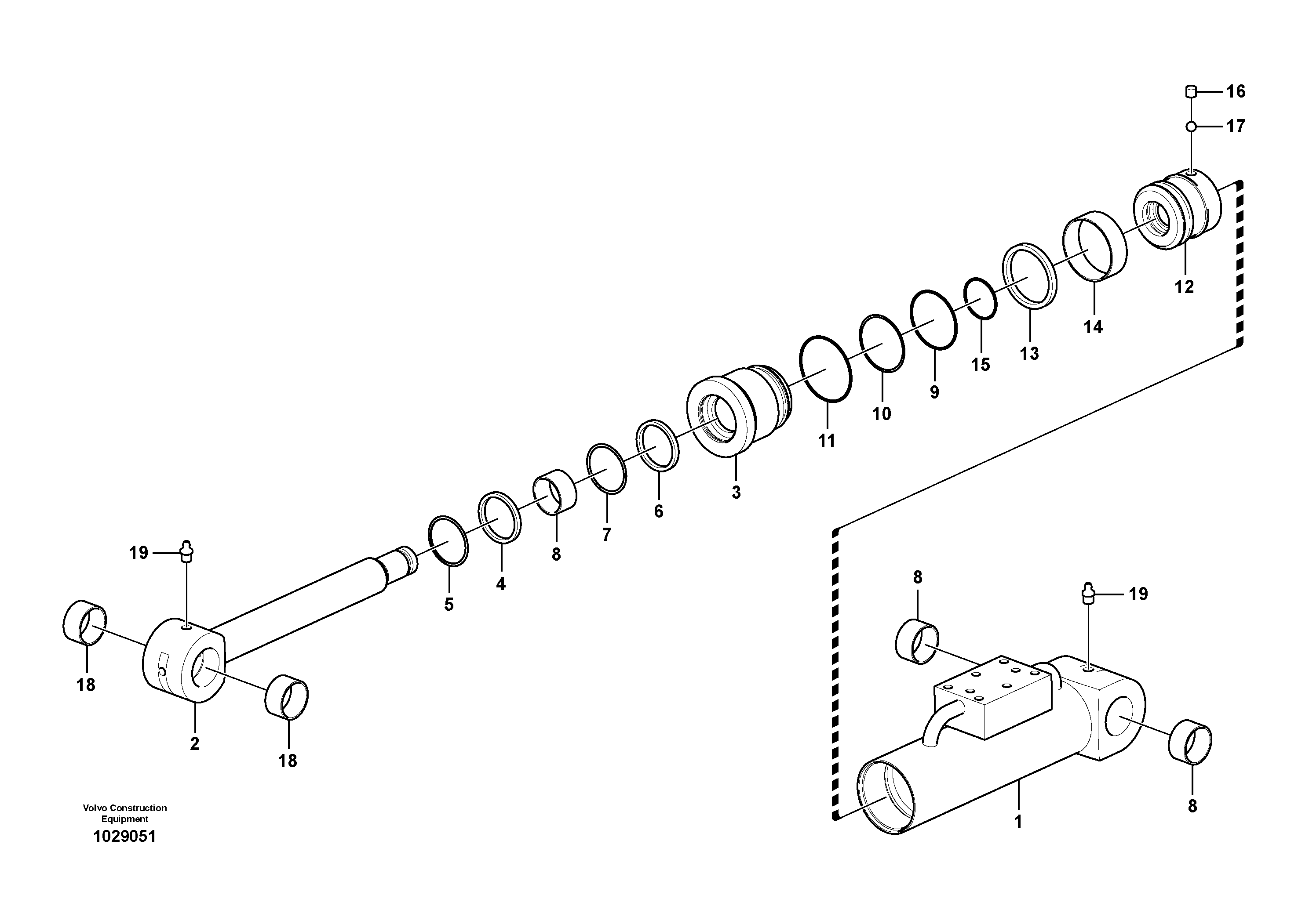 Схема запчастей Volvo EC460C - 58169 Cab tilt cylinder EC460CHR HIGH REACH DEMOLITION