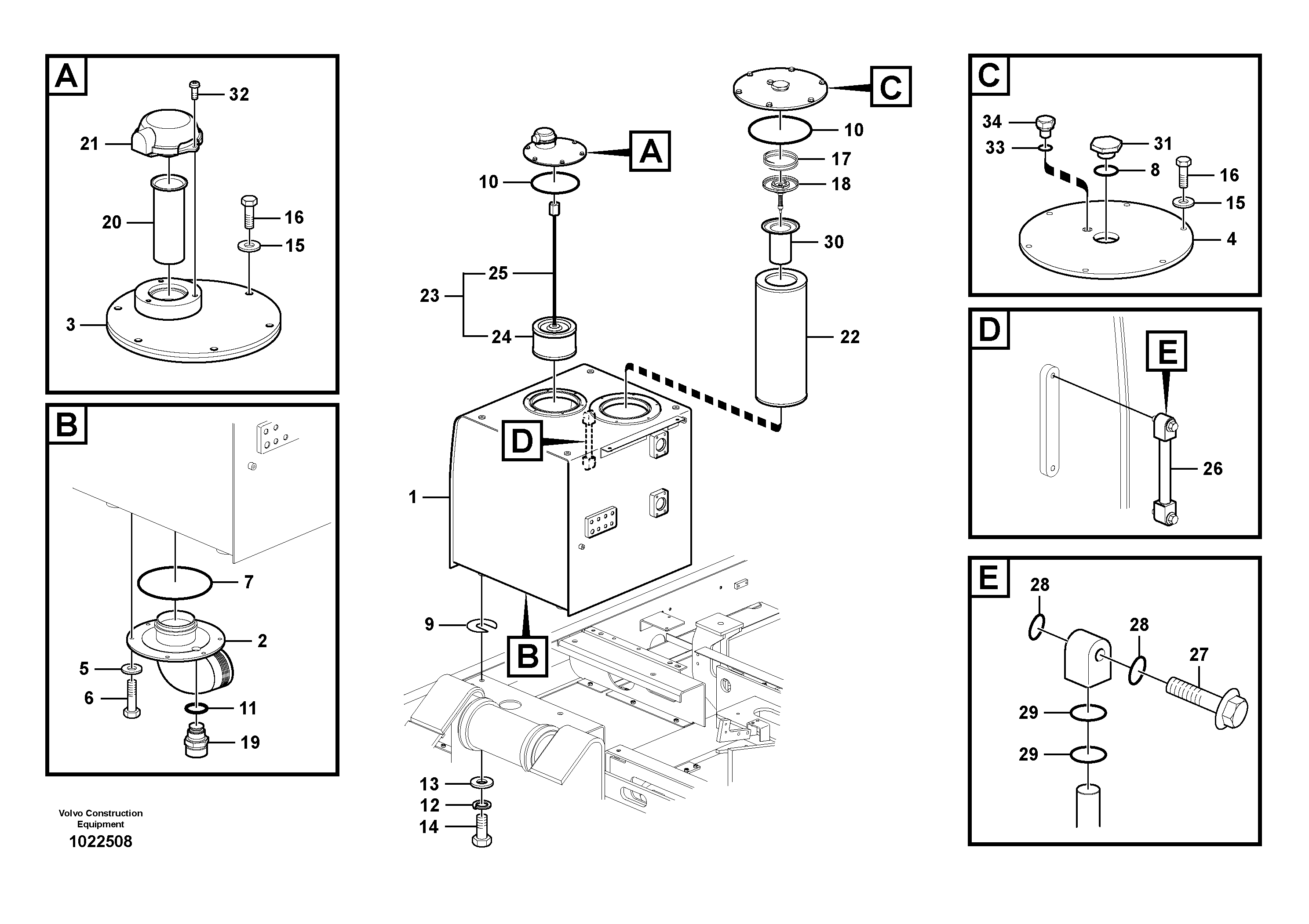 Схема запчастей Volvo EC460C - 68208 Гидробак EC460C S/N 115001-