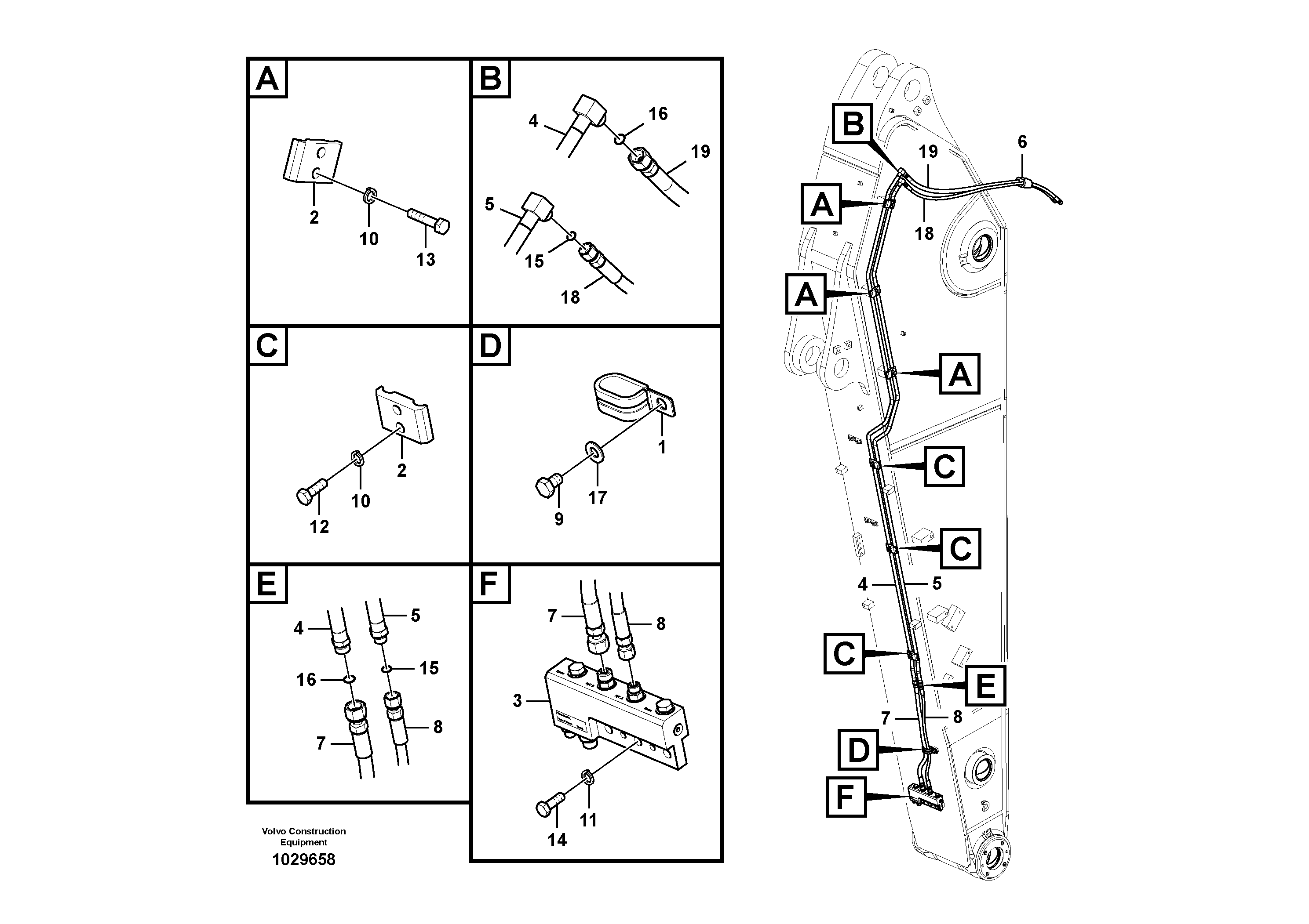 Схема запчастей Volvo EC460C - 35454 Working hydraulic, quick fit on dipper arm EC460C S/N 115001-