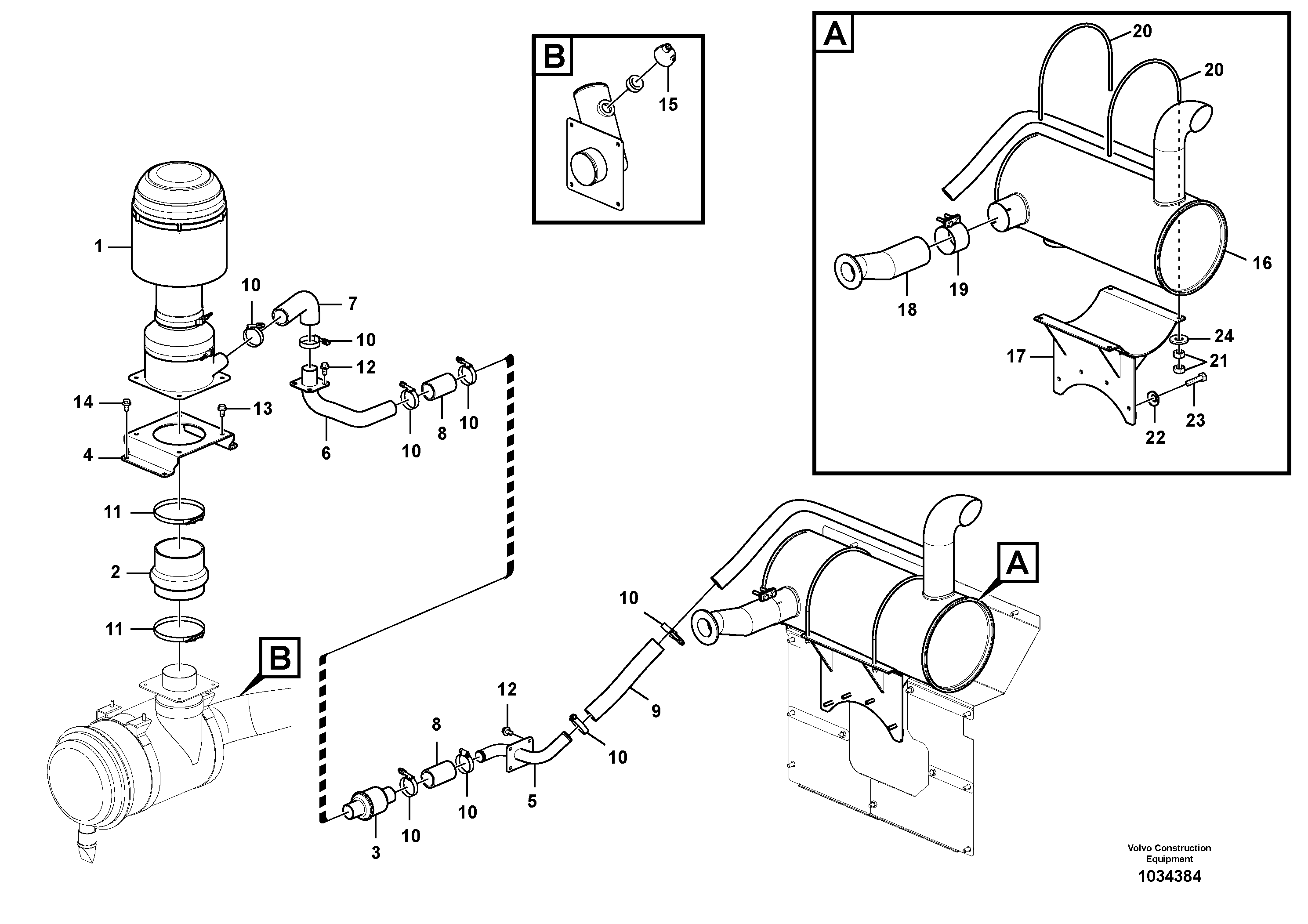Схема запчастей Volvo EC460C - 96138 Inlet system, pre-cleaner EC460C S/N 115001-