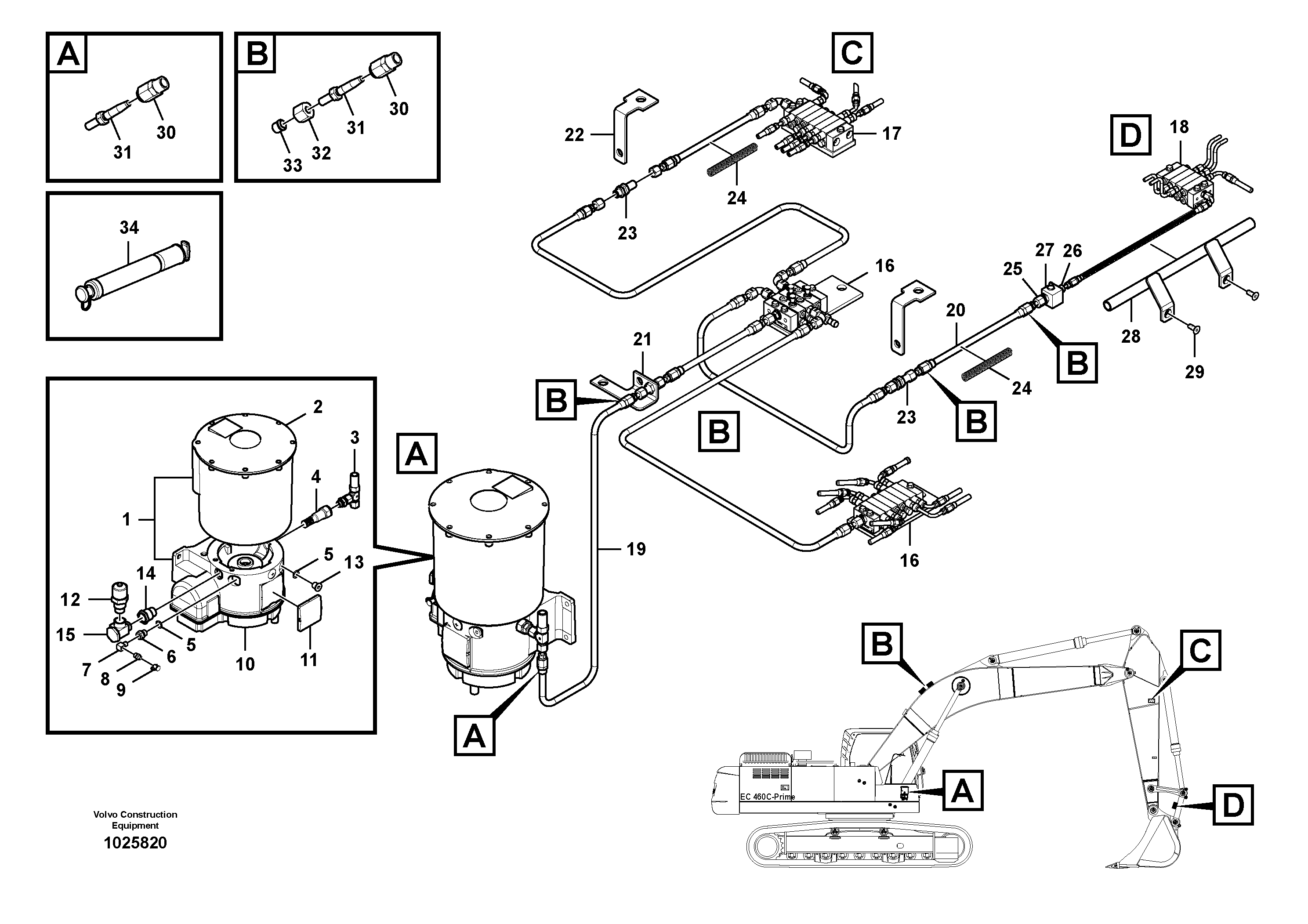 Схема запчастей Volvo EC460C - 86238 Automatic lubrication EC460C S/N 115001-