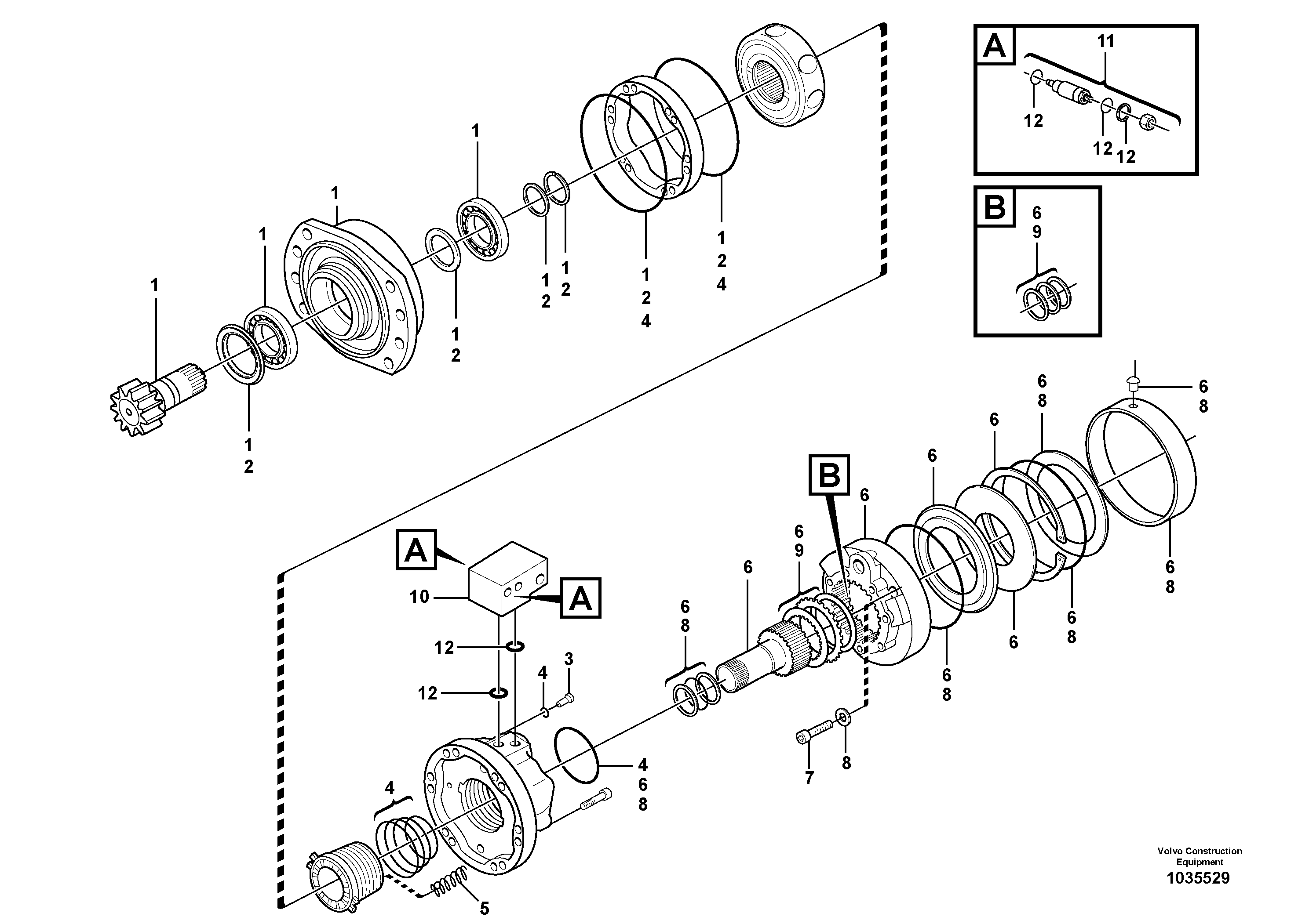 Схема запчастей Volvo EW140C - 82481 Поворотный редуктор (Гидромотор поворота платформы) EW140C