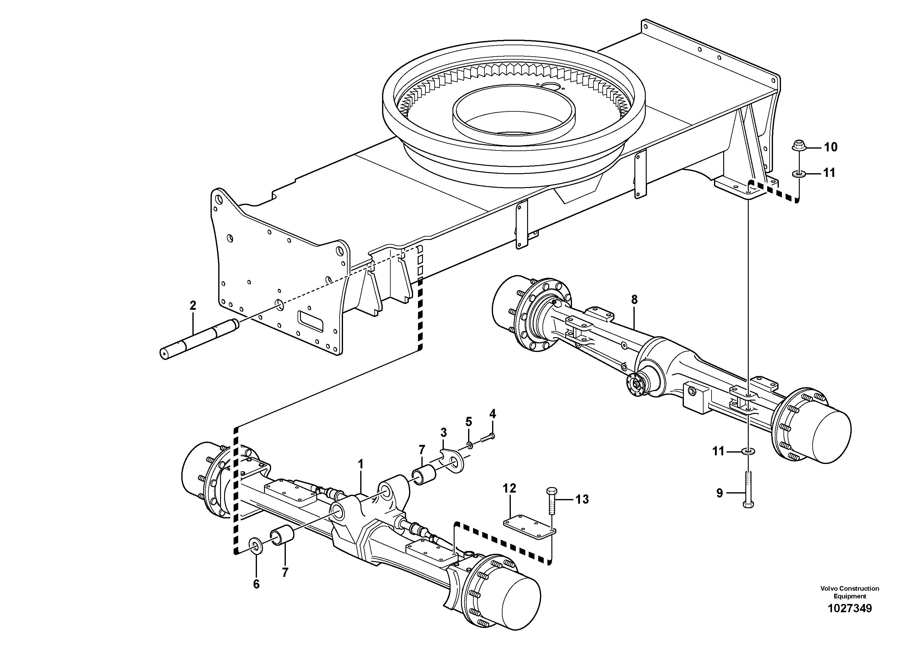 Схема запчастей Volvo EW140C - 51807 Planet axles with fitting parts EW140C