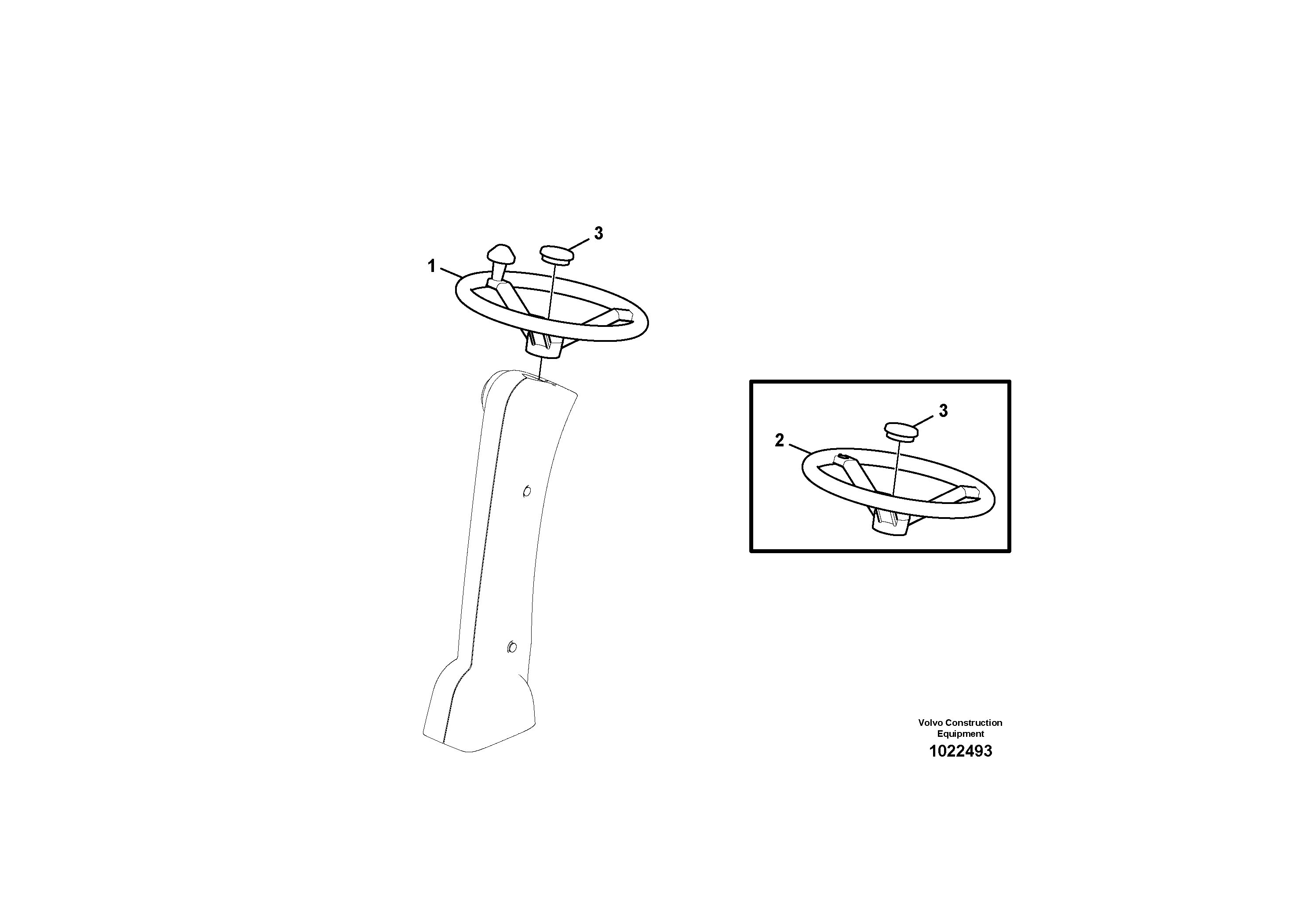 Схема запчастей Volvo EW140C - 51577 Steering wheel and column EW140C