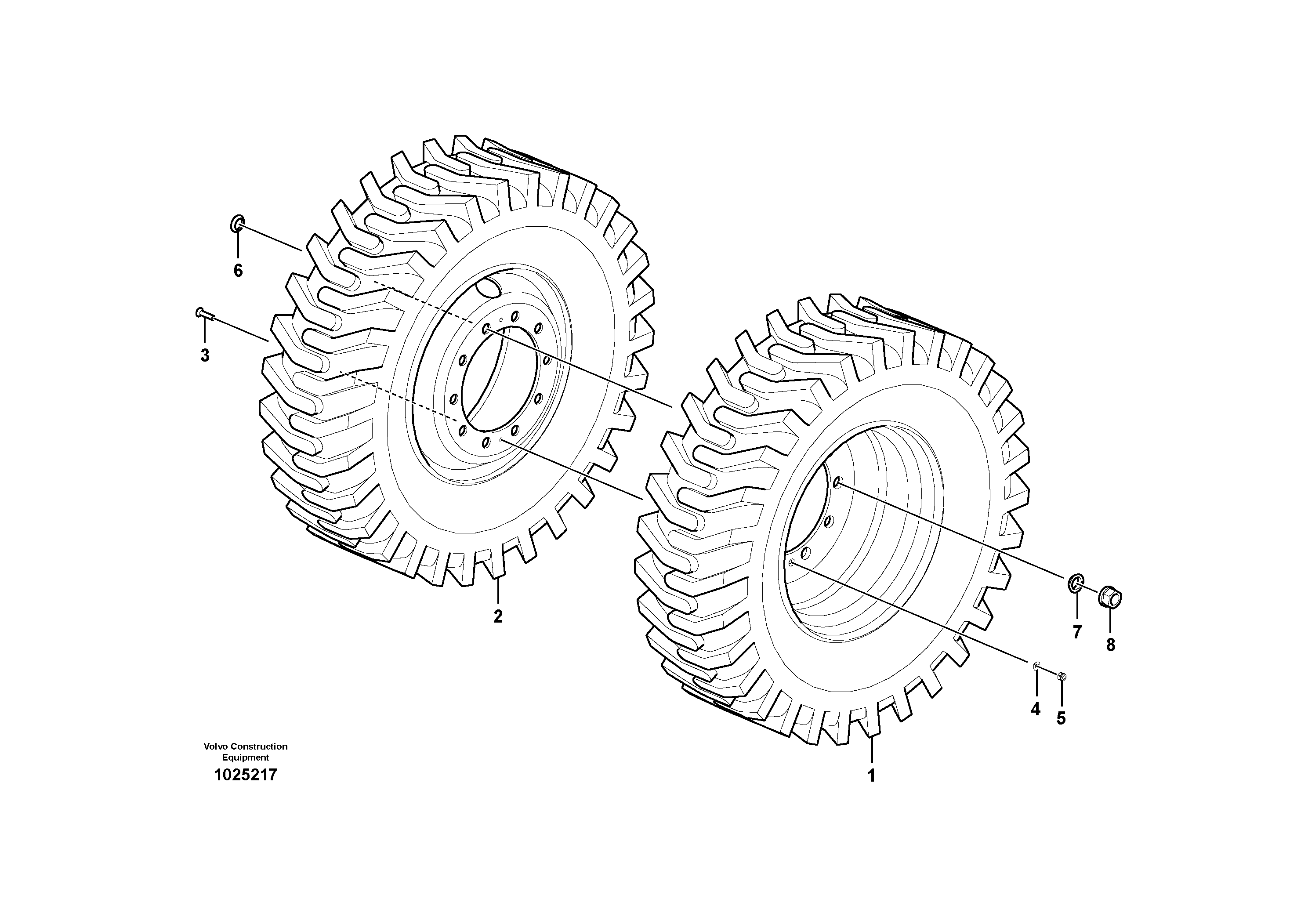 Схема запчастей Volvo EW140C - 51940 Wheel and tire EW140C