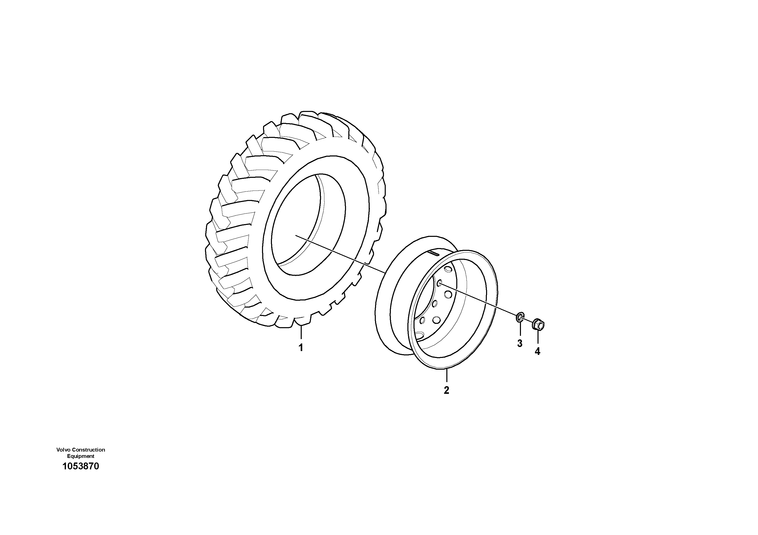 Схема запчастей Volvo EW140C - 60537 Wheel and tire EW140C