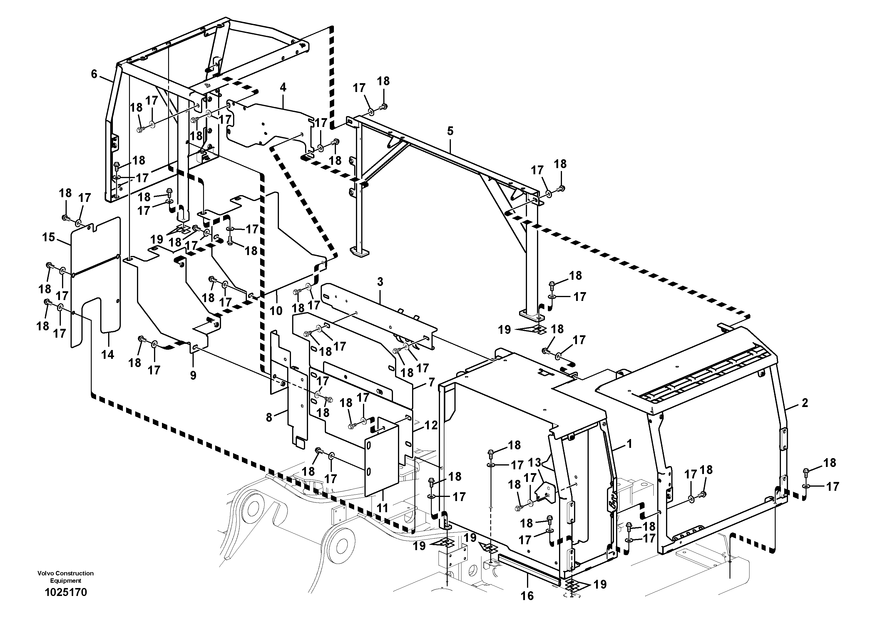 Схема запчастей Volvo EW140C - 65716 Cowl frame EW140C