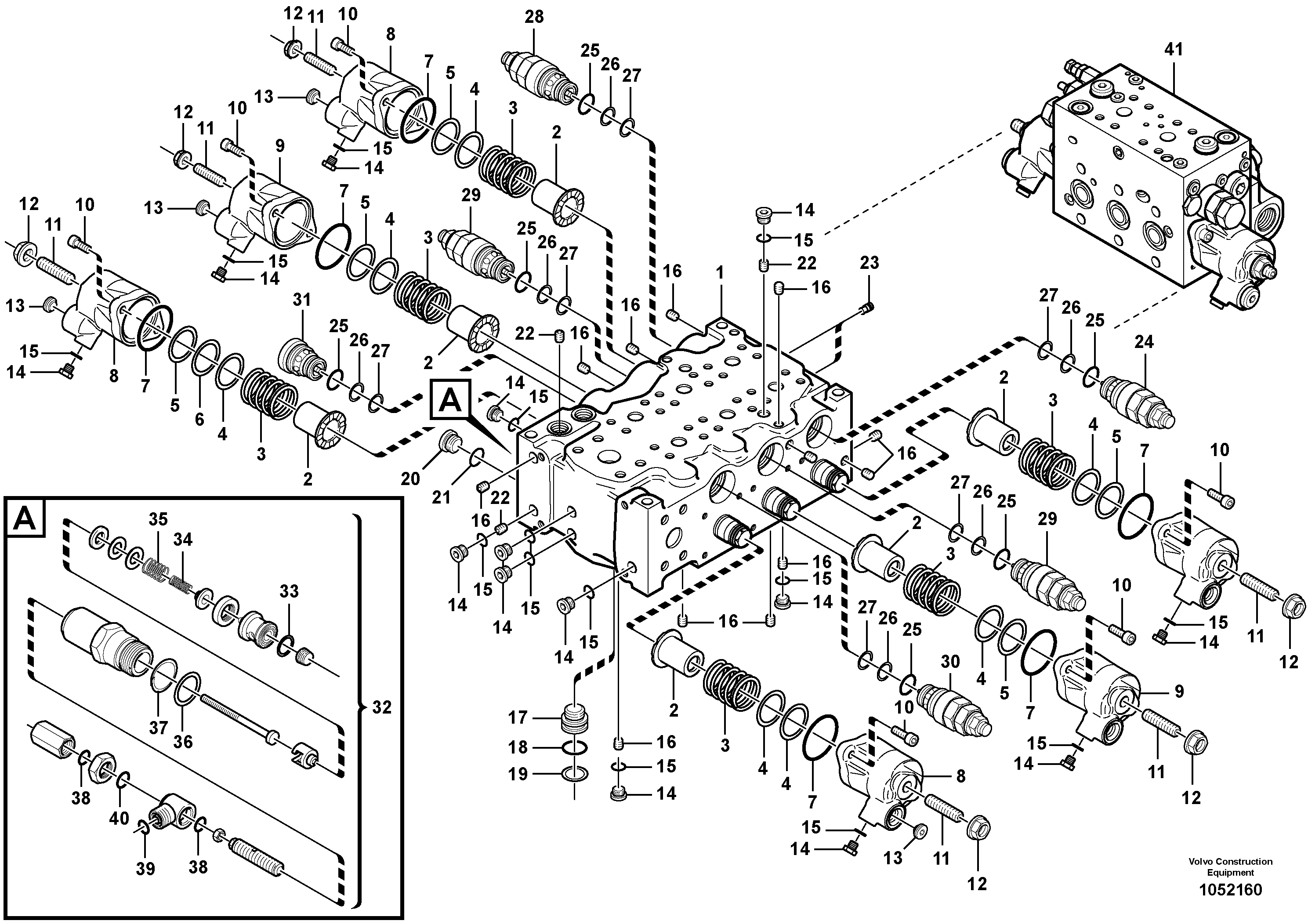 Схема запчастей Volvo EW140C - 5137 Main valve assembly, assembly block EW140C