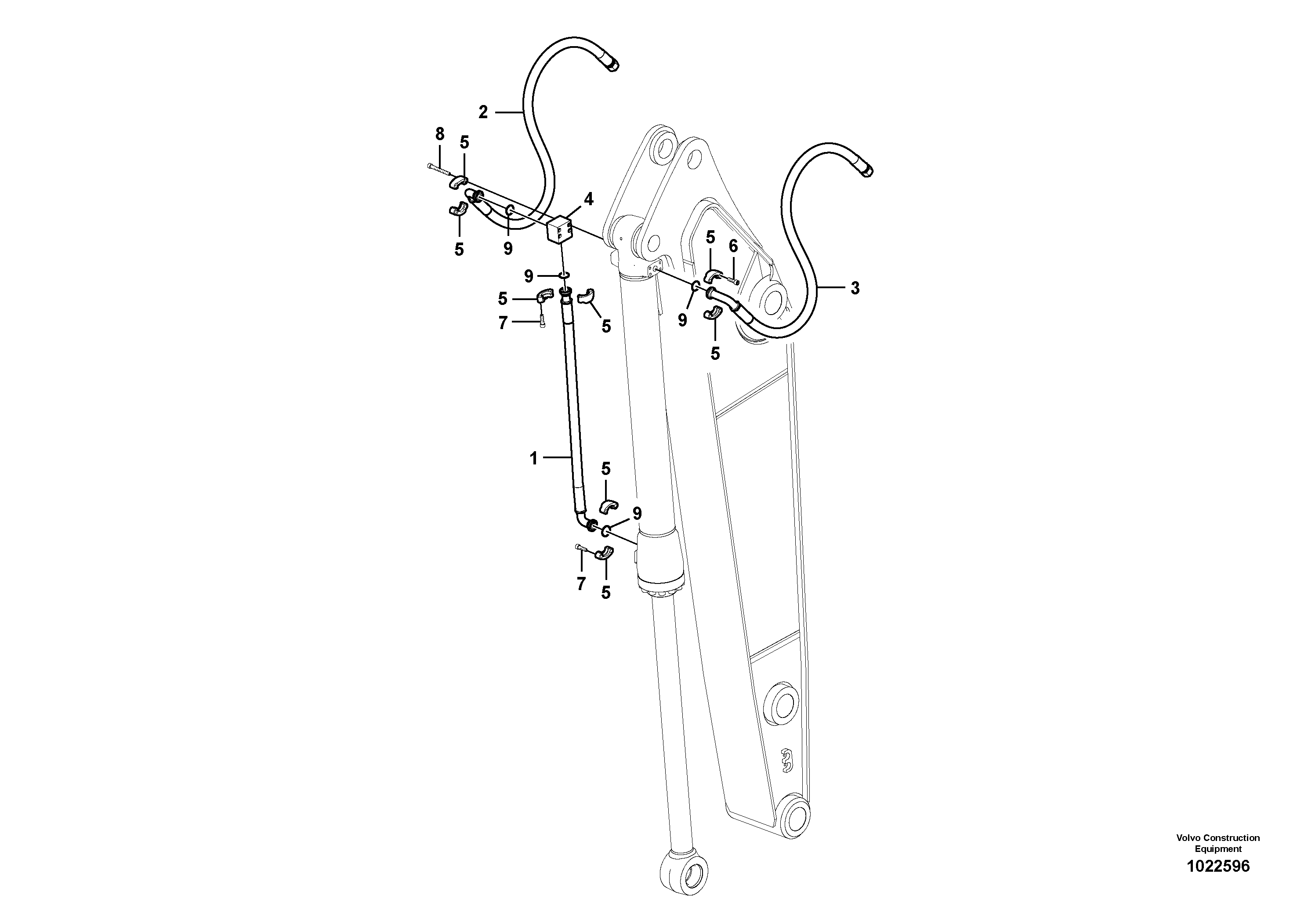 Схема запчастей Volvo EW140C - 50312 Working hydraulic, bucket cylinder on dipper arm EW140C