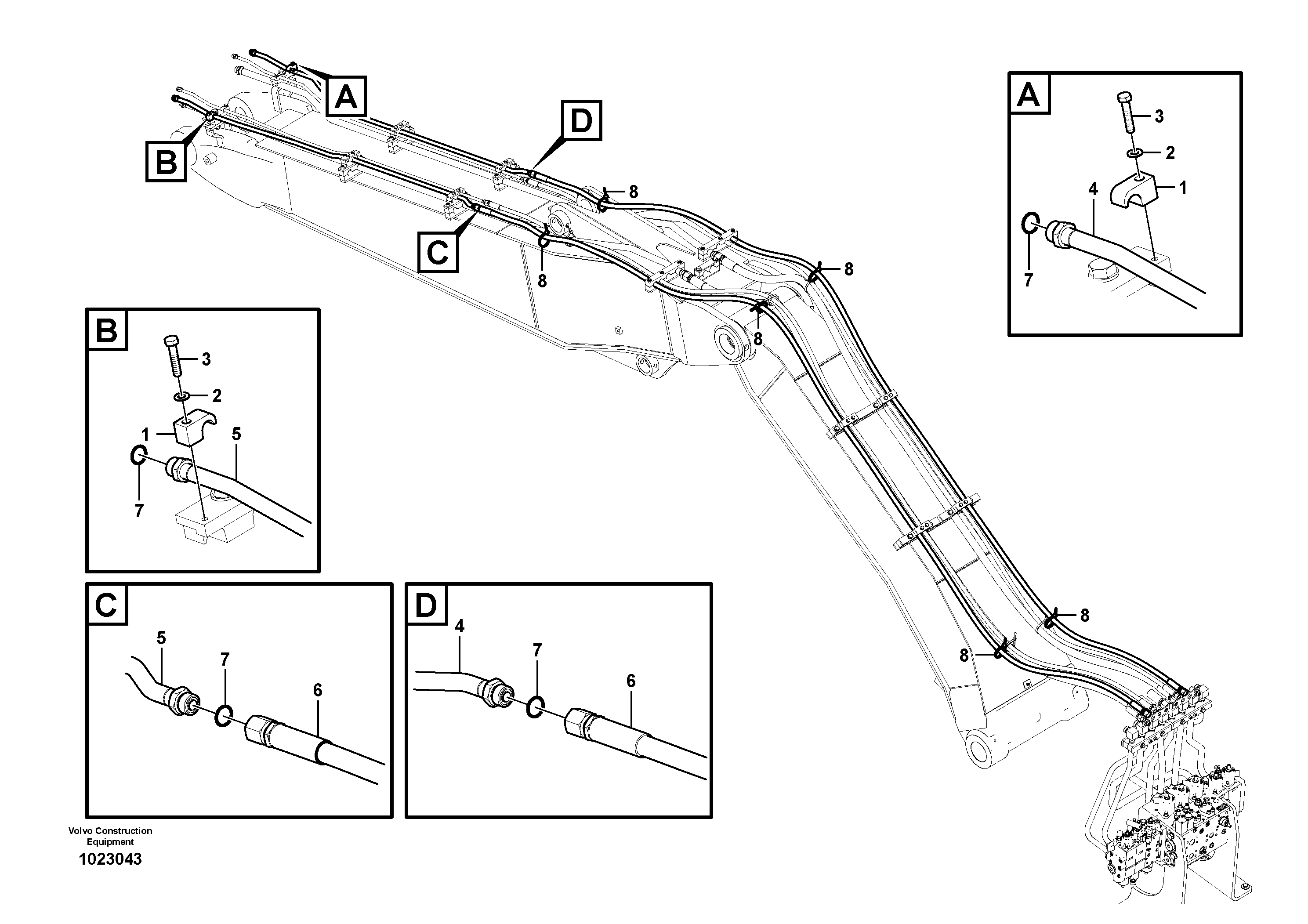 Схема запчастей Volvo EW140C - 49450 Working hydraulic, slope and rotator on adjustable boom EW140C