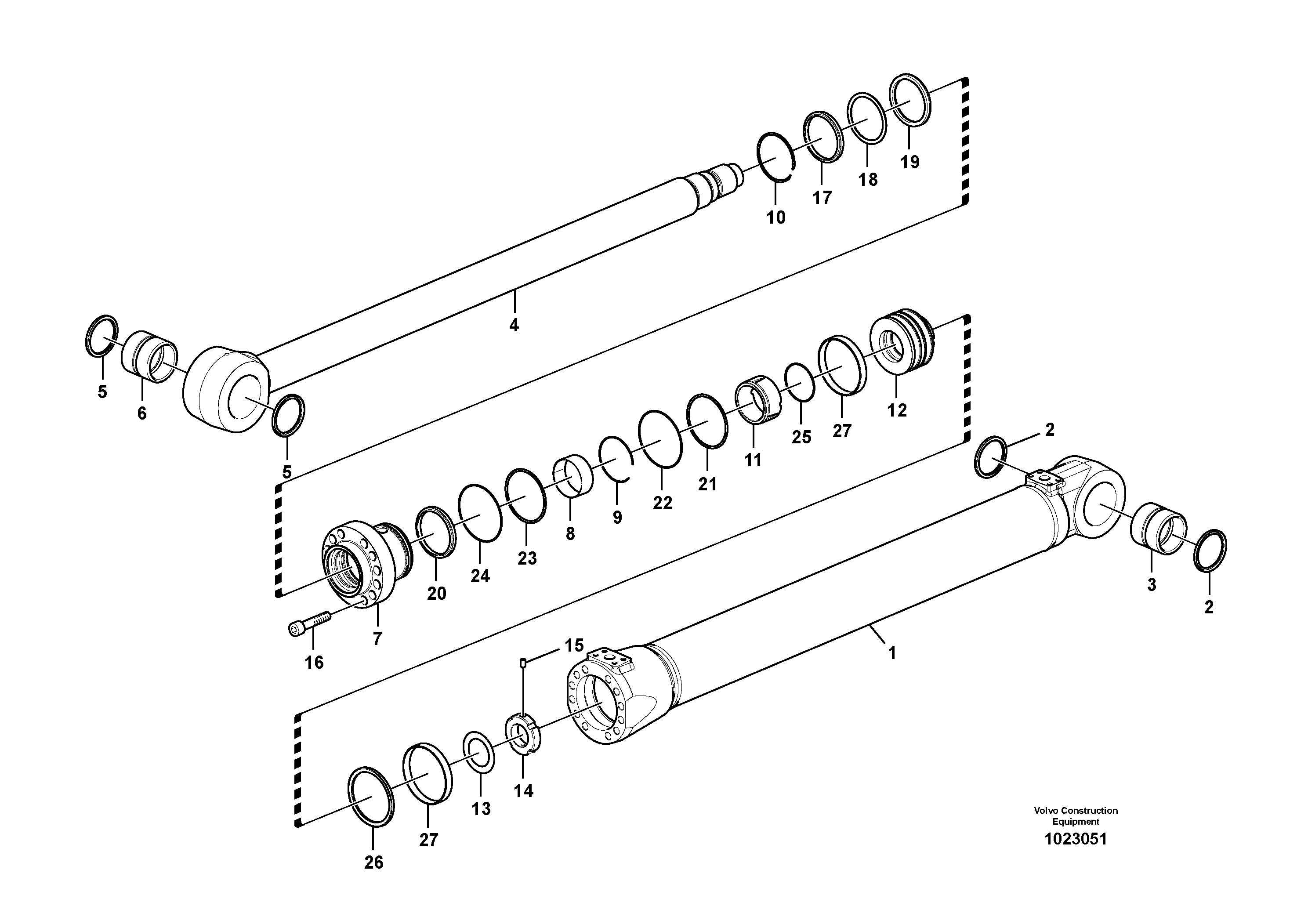 Схема запчастей Volvo EW140C - 100156 Гидроцилиндр стрелы EW140C