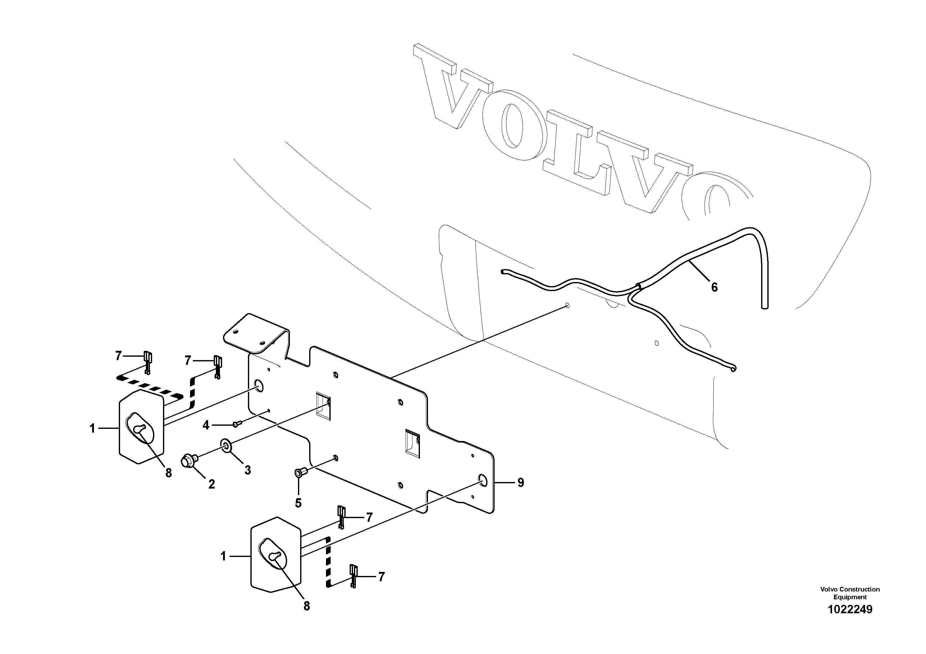 Схема запчастей Volvo EW140C - 48608 License plate EW140C