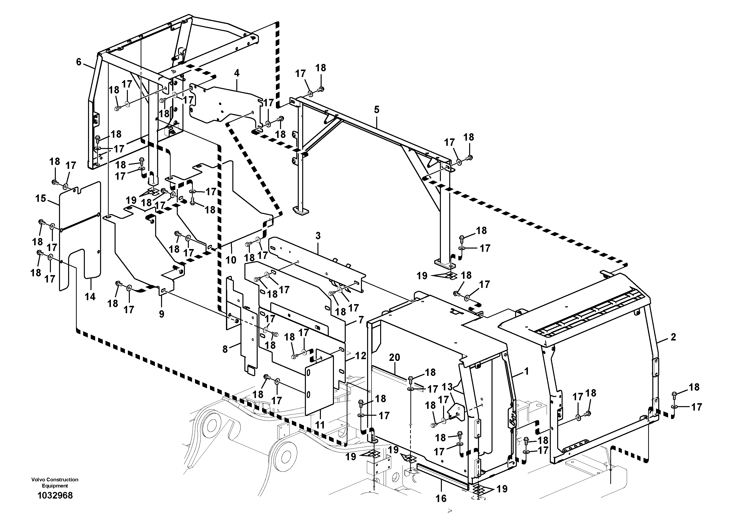 Схема запчастей Volvo EW160C - 85440 Cowl frame EW160C