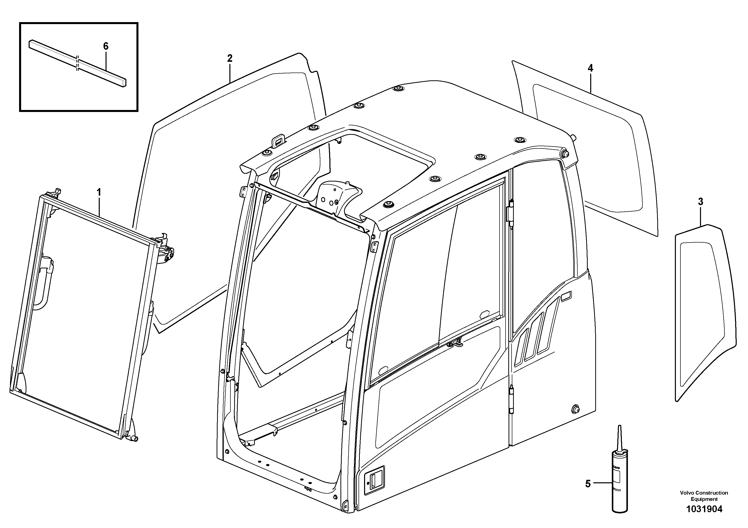 Схема запчастей Volvo EW160C - 86124 Glass panes EW160C