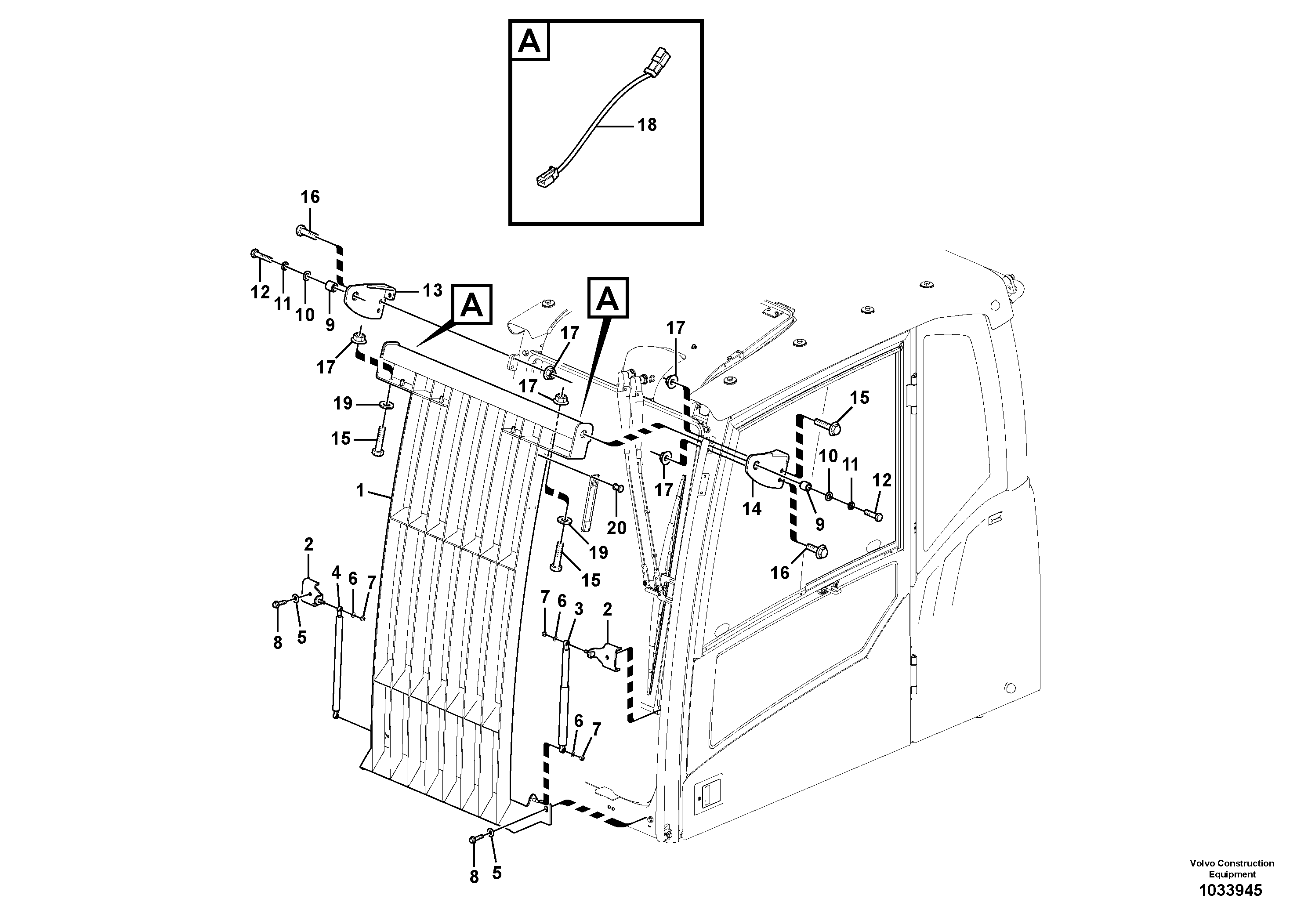 Схема запчастей Volvo EW160C - 85228 Falling object guards EW160C