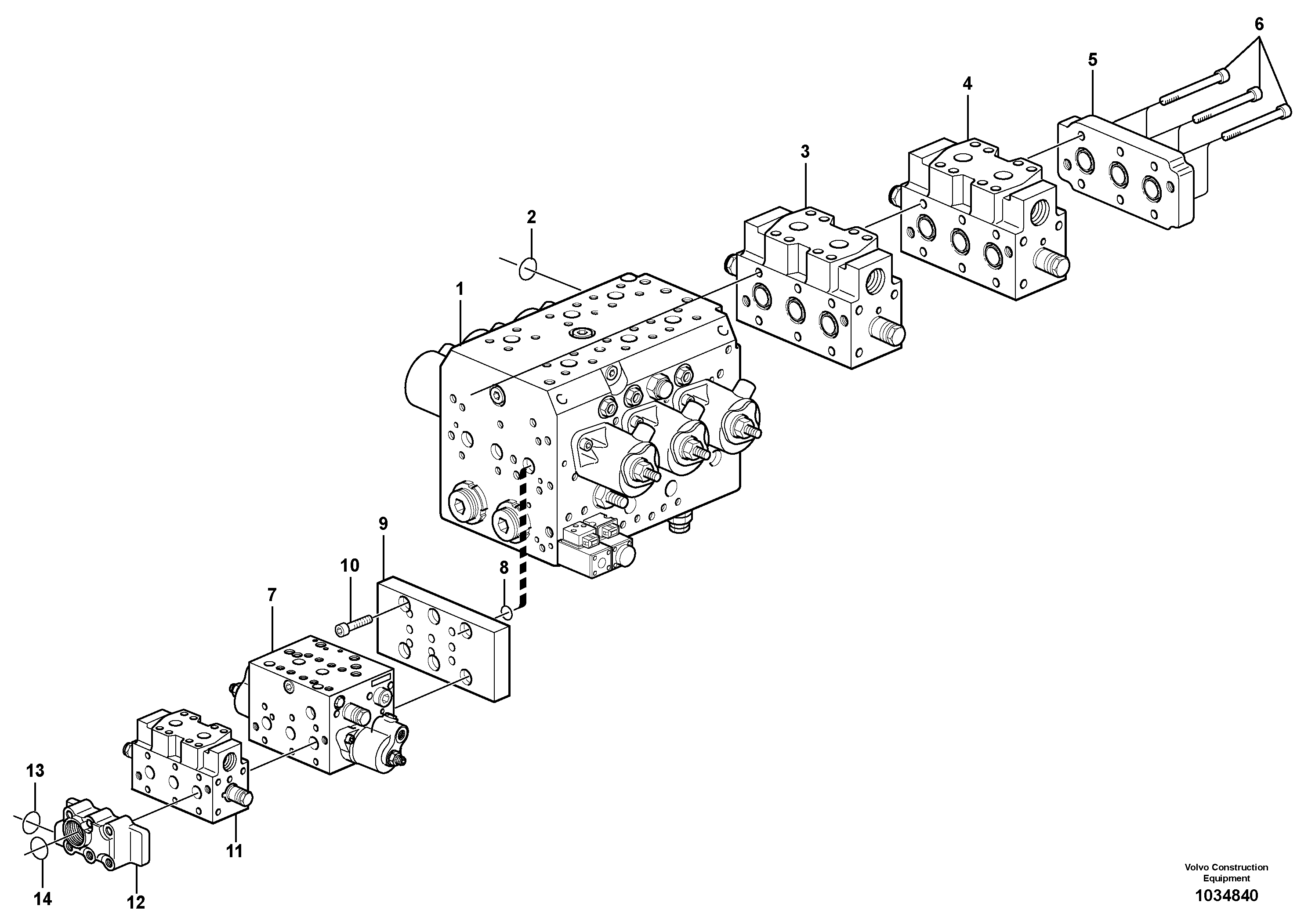 Схема запчастей Volvo EW160C - 86382 Main valve assembly, assembly block EW160C