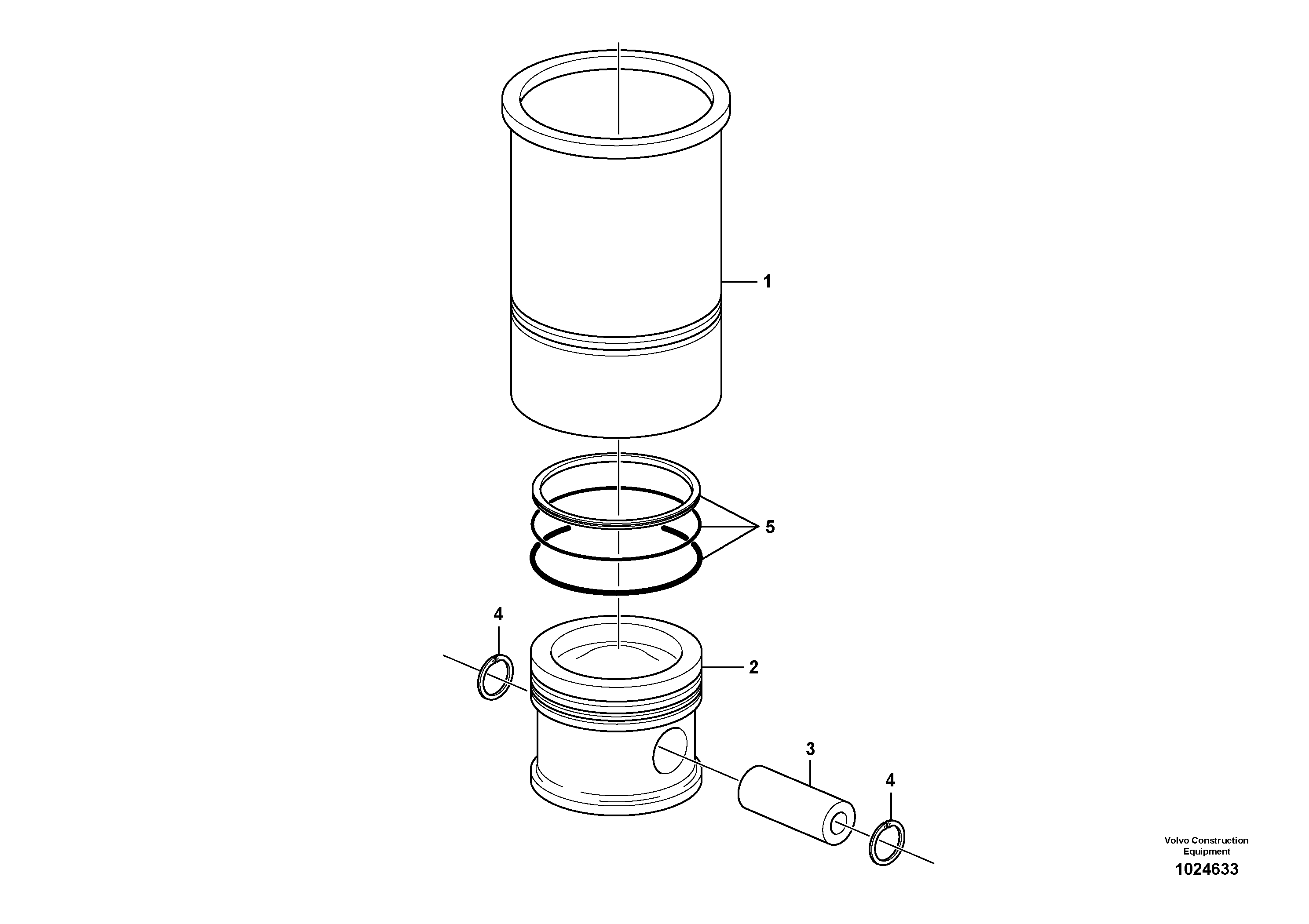 Схема запчастей Volvo EW160C - 84075 Cylinder liner and piston EW160C