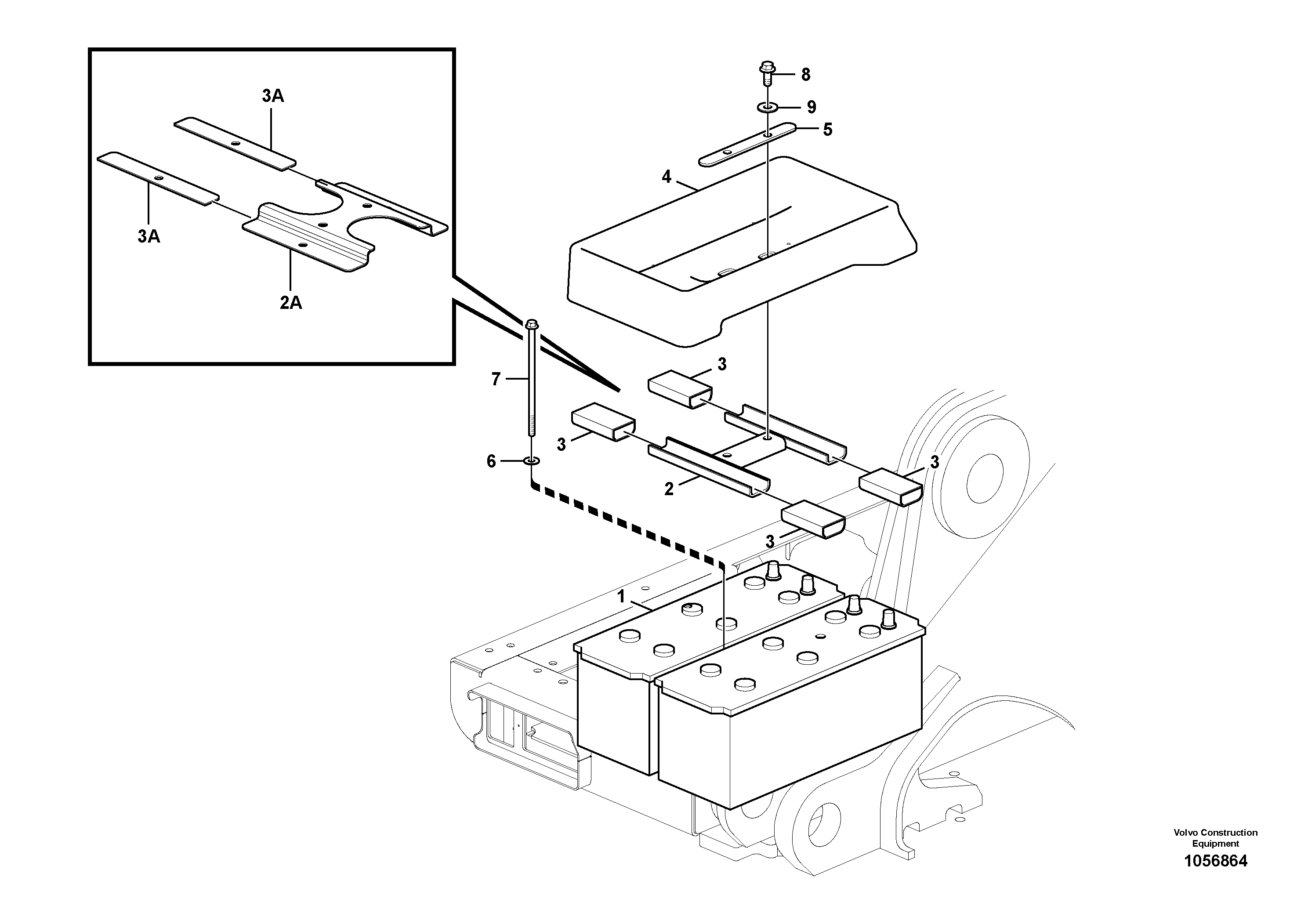 Схема запчастей Volvo EW160C - 103383 Battery with assembling details EW160C