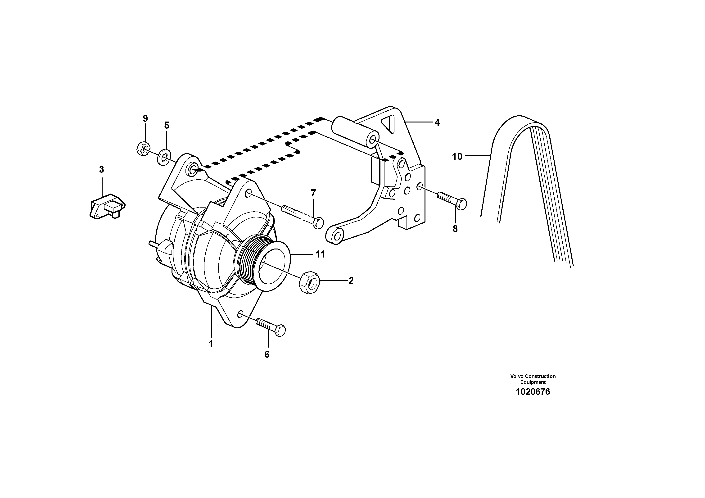 Схема запчастей Volvo EW160C - 106350 Alternator with assembling details EW160C