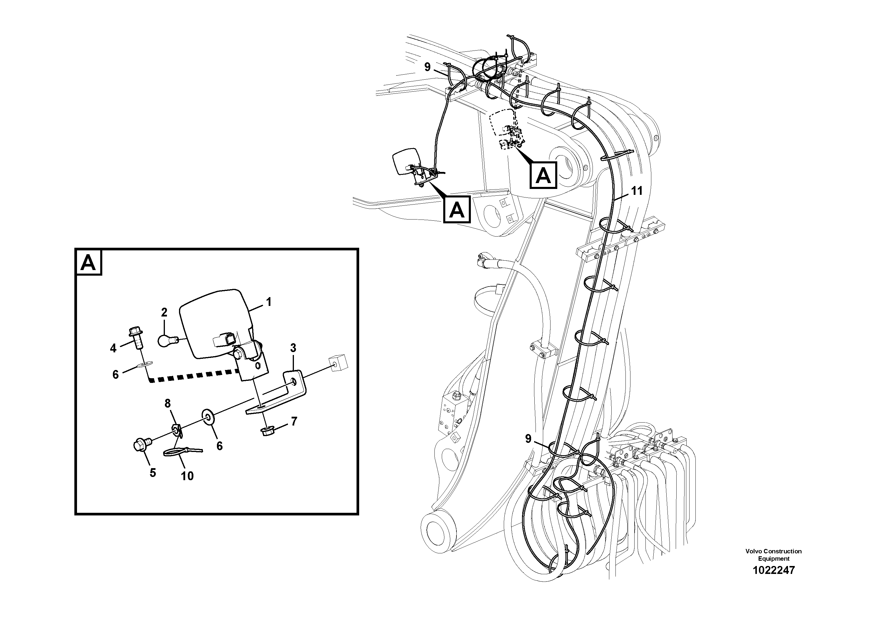 Схема запчастей Volvo EW160C - 85121 Working lamp on boom EW160C