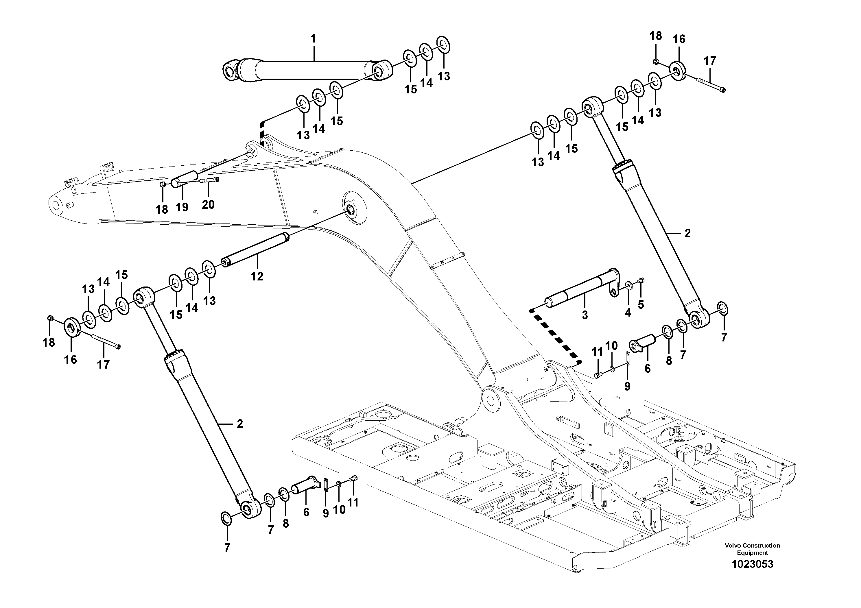 Схема запчастей Volvo EW160C - 82785 Links to boom EW160C