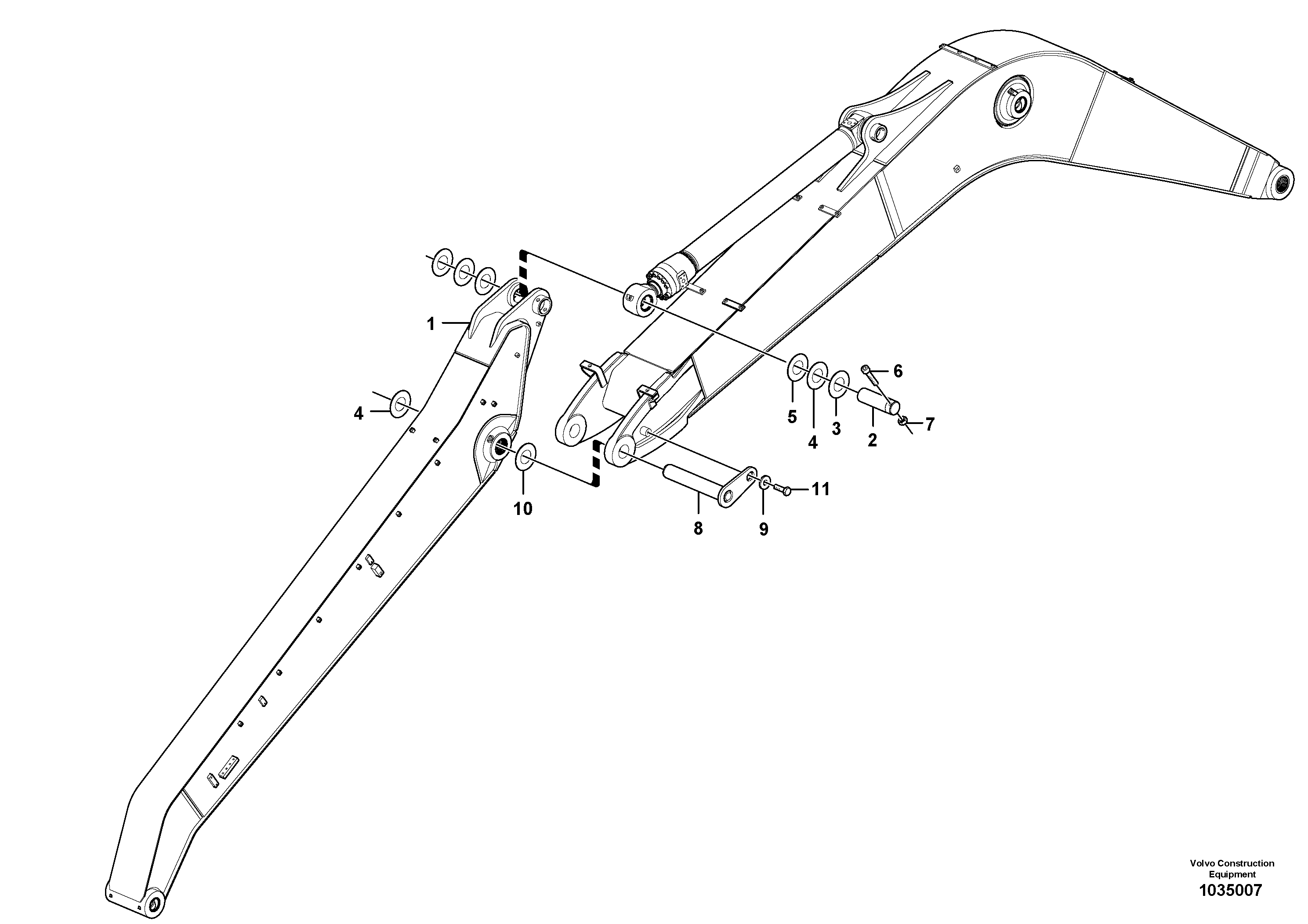 Схема запчастей Volvo EW160C - 86752 Links to boom EW160C