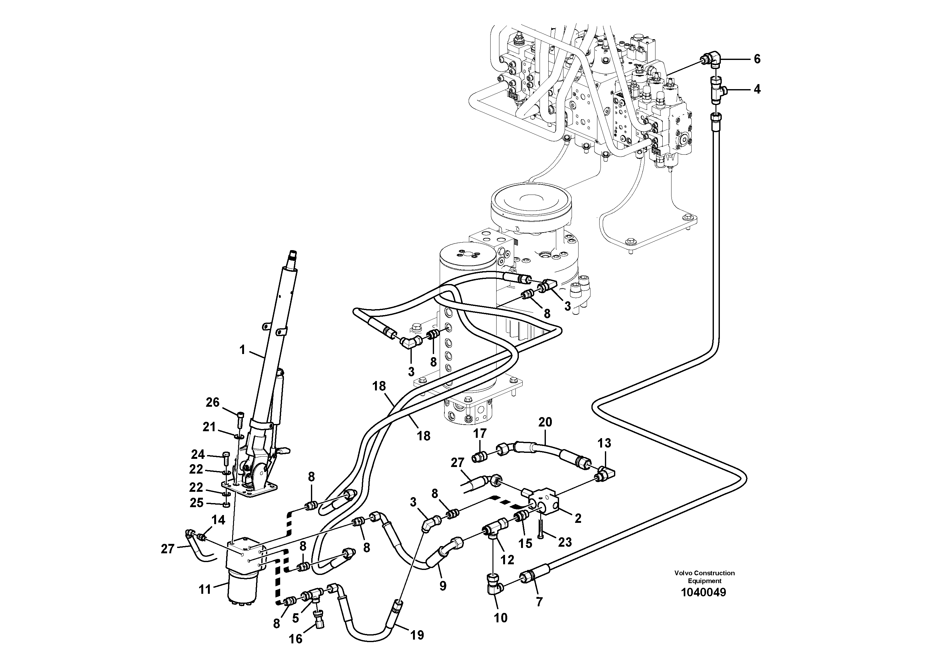 Схема запчастей Volvo EW160C - 102854 Hydraulic system, steering line EW160C