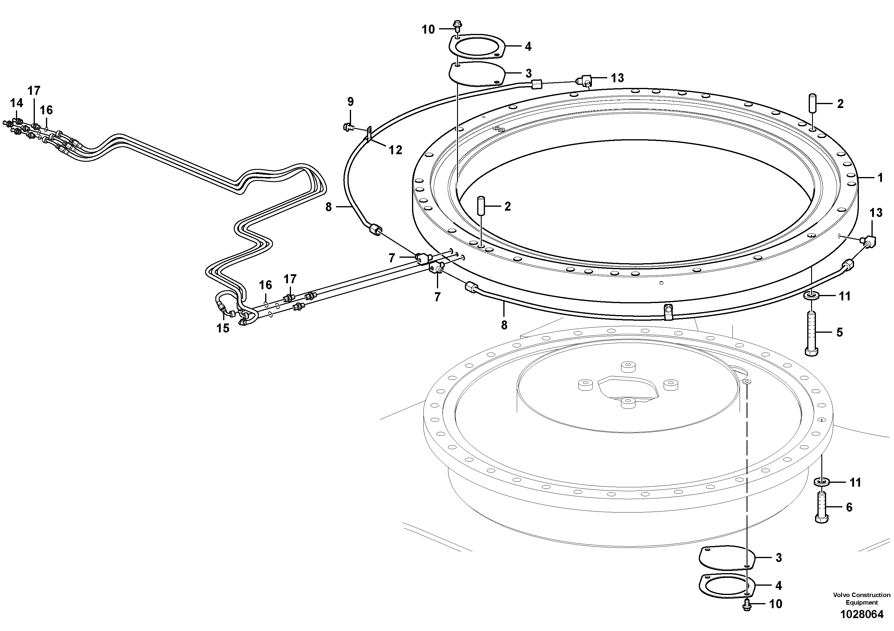 Схема запчастей Volvo EW180C - 20962 Slewing ring attachment EW180C