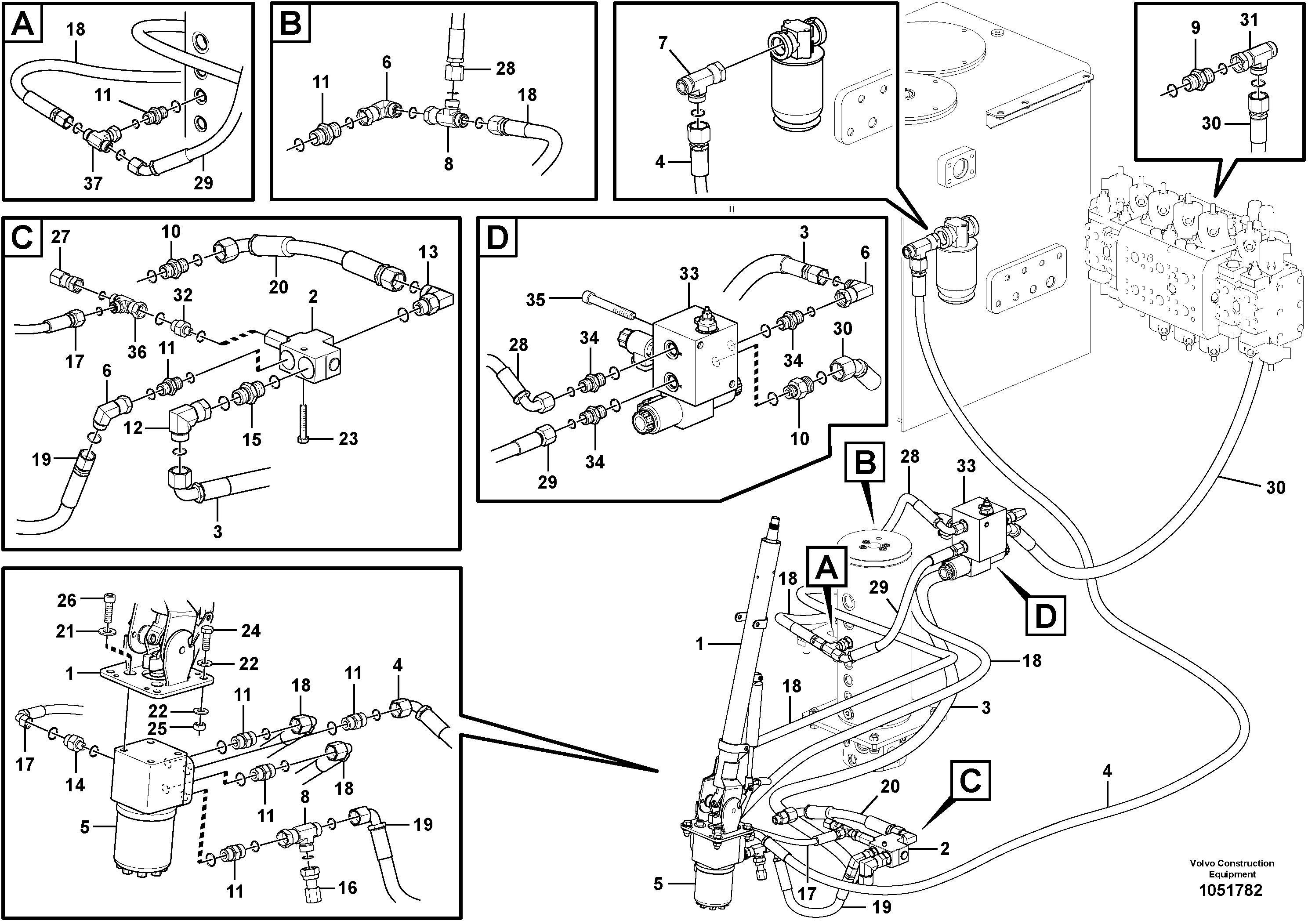 Схема запчастей Volvo EW180C - 101739 Hydraulic system, steering line CDC EW180C